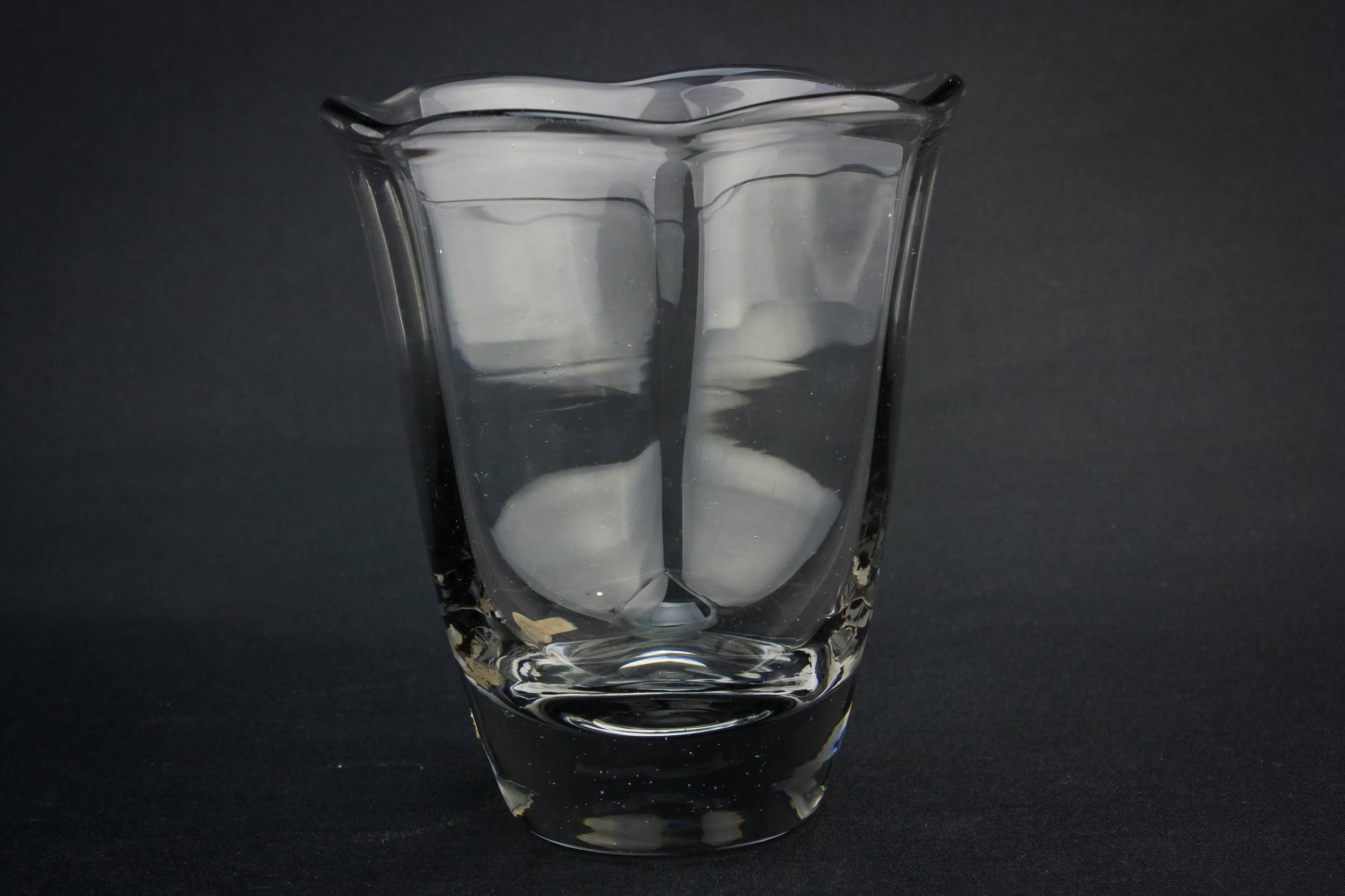 Charming Vintage Panelled — Small grey glass vase 1