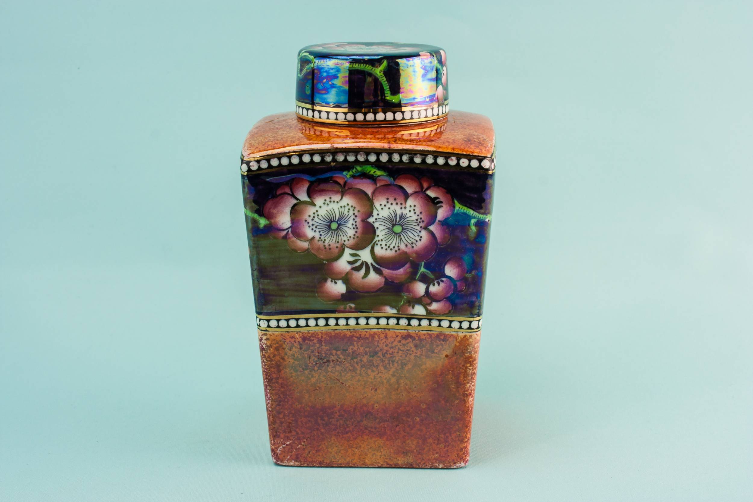 Colourful Pottery Maling — Art Deco storage jar