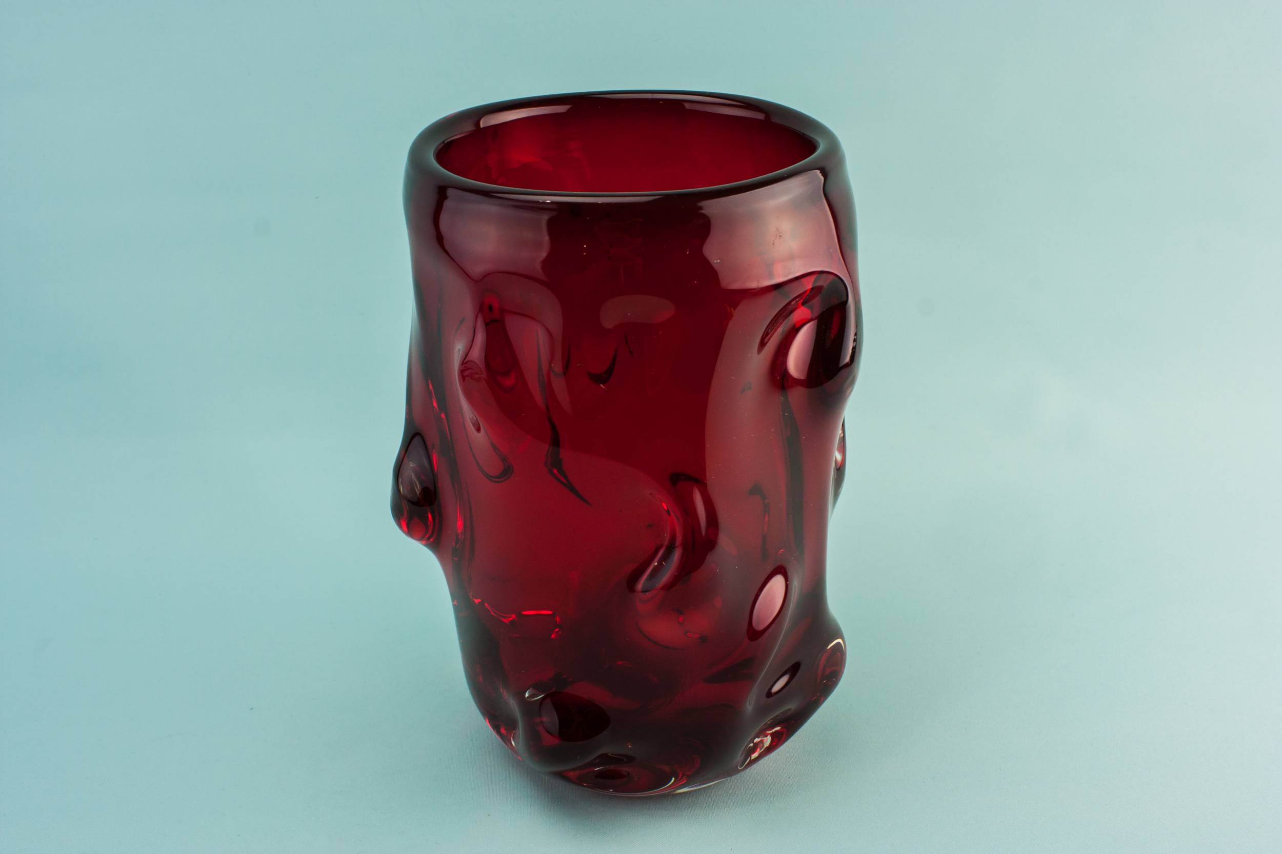 Red Glass Knobbly — Knobbly glass vase