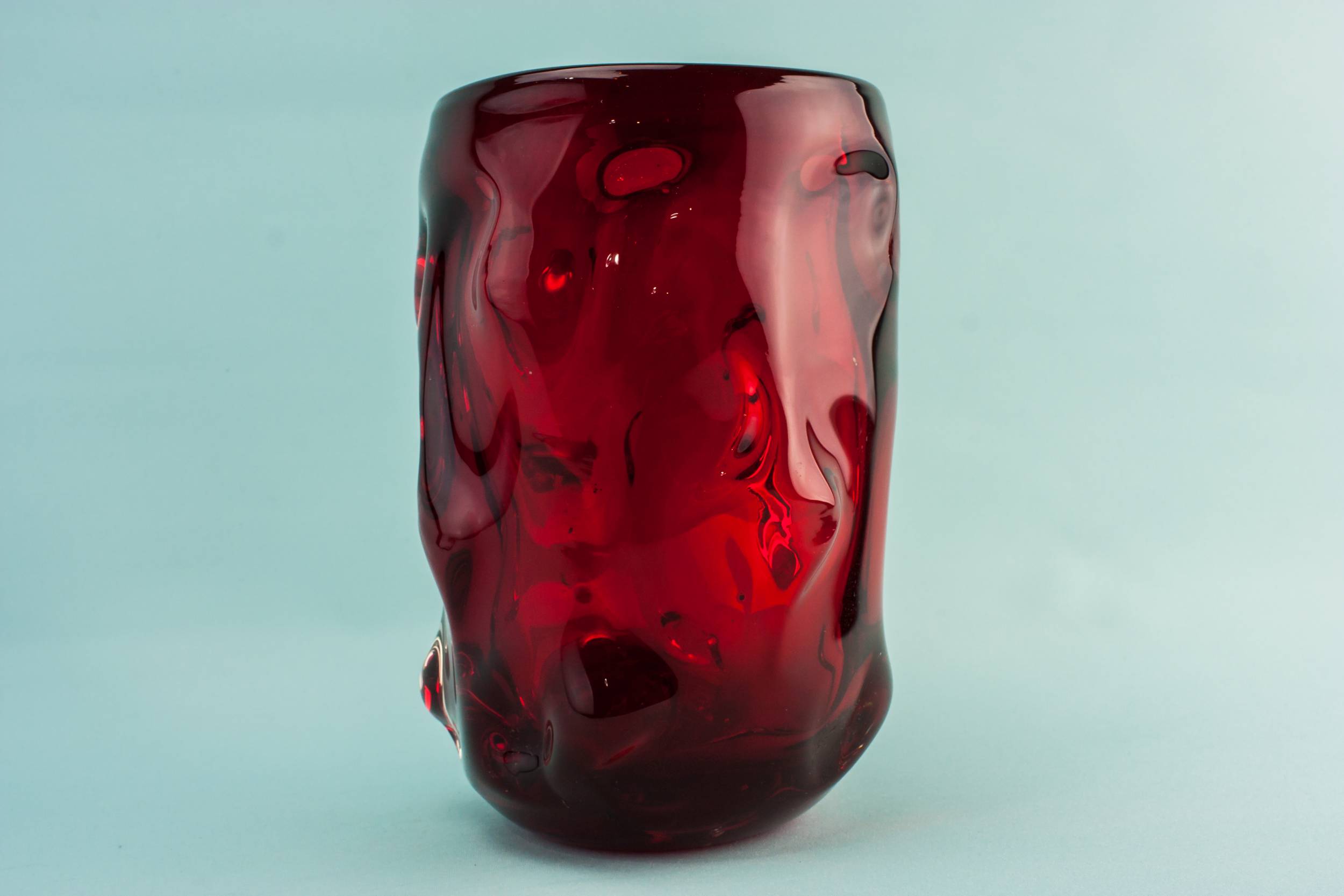 Red Glass Knobbly — Knobbly glass vase 2