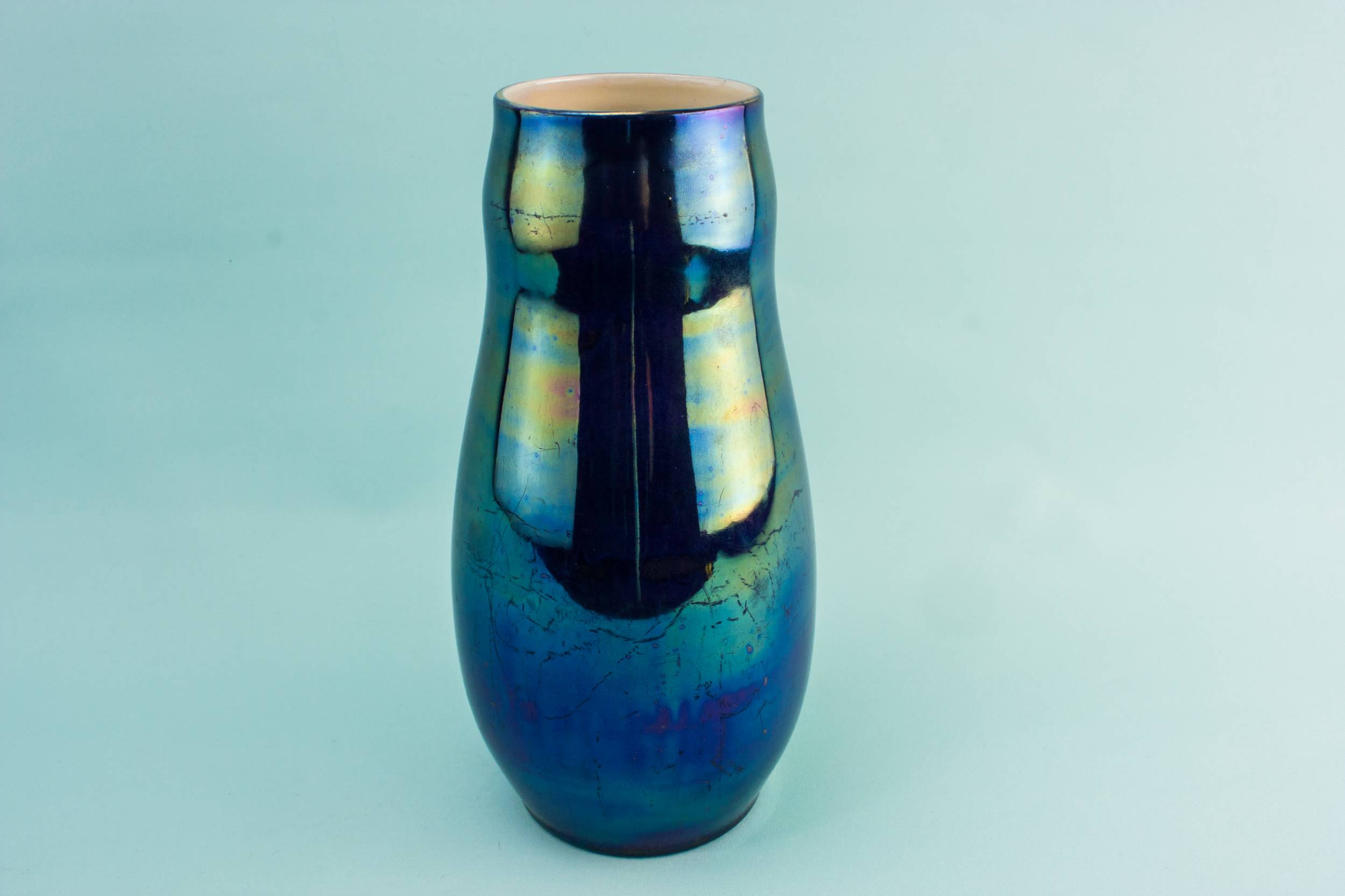 Vintage Modernist Double — Blue lustre vase