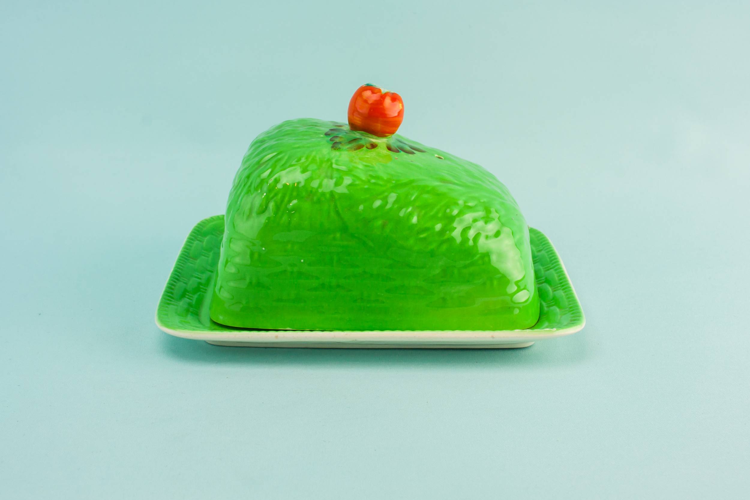 Vintage Beautiful Pottery — Green cheese dish