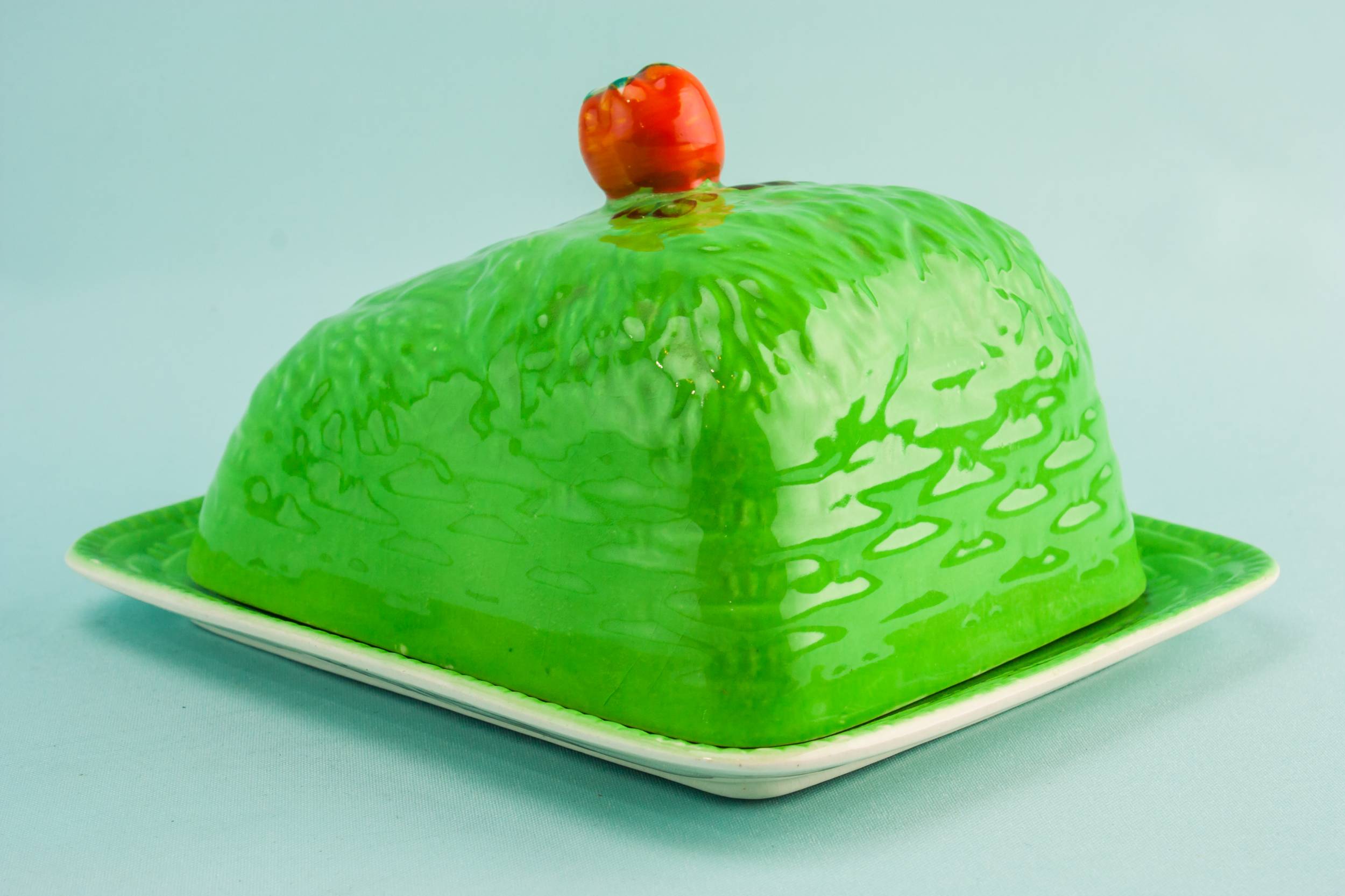 Vintage Beautiful Pottery — Green cheese dish 1