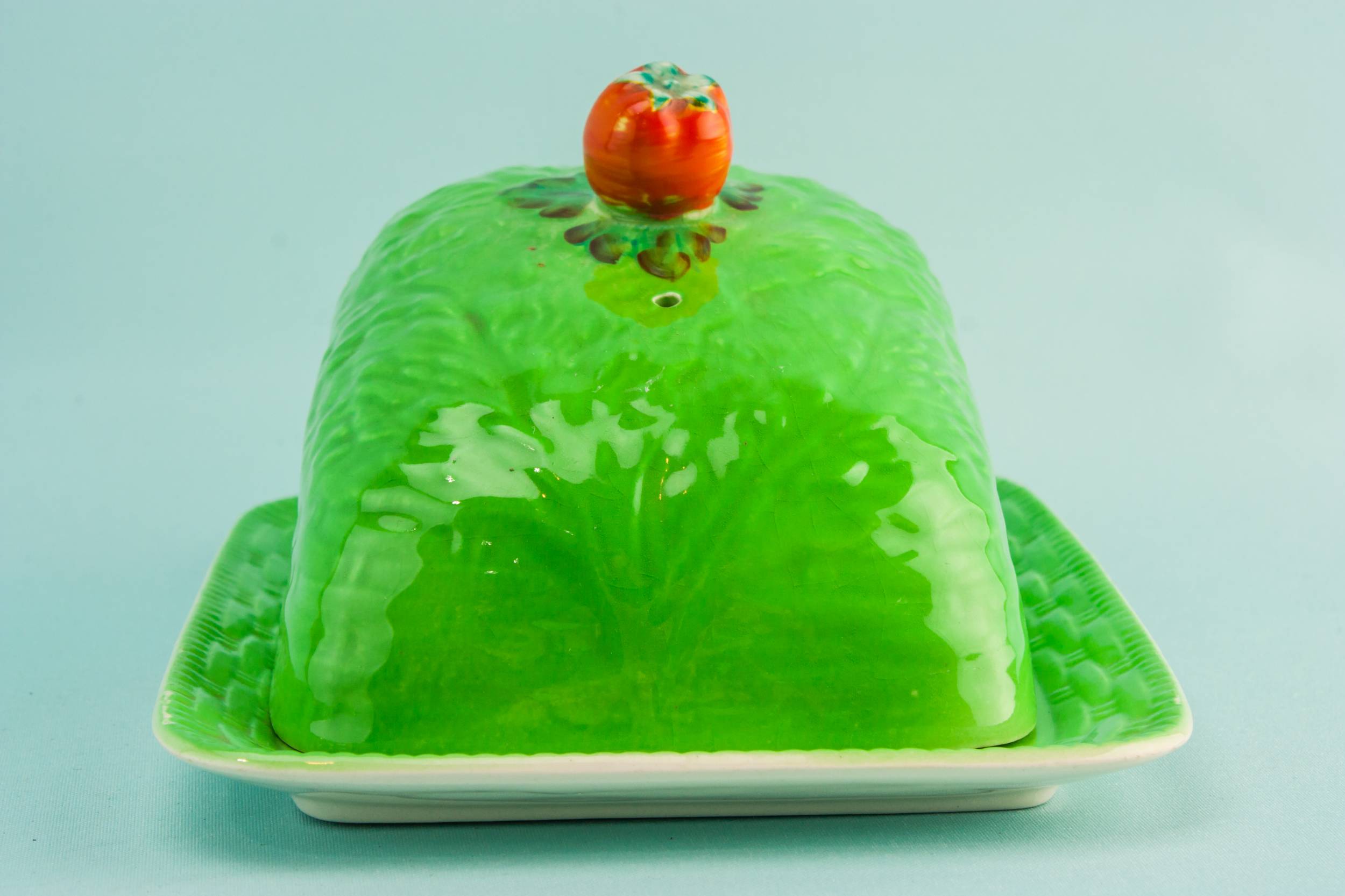 Vintage Beautiful Pottery — Green cheese dish 2