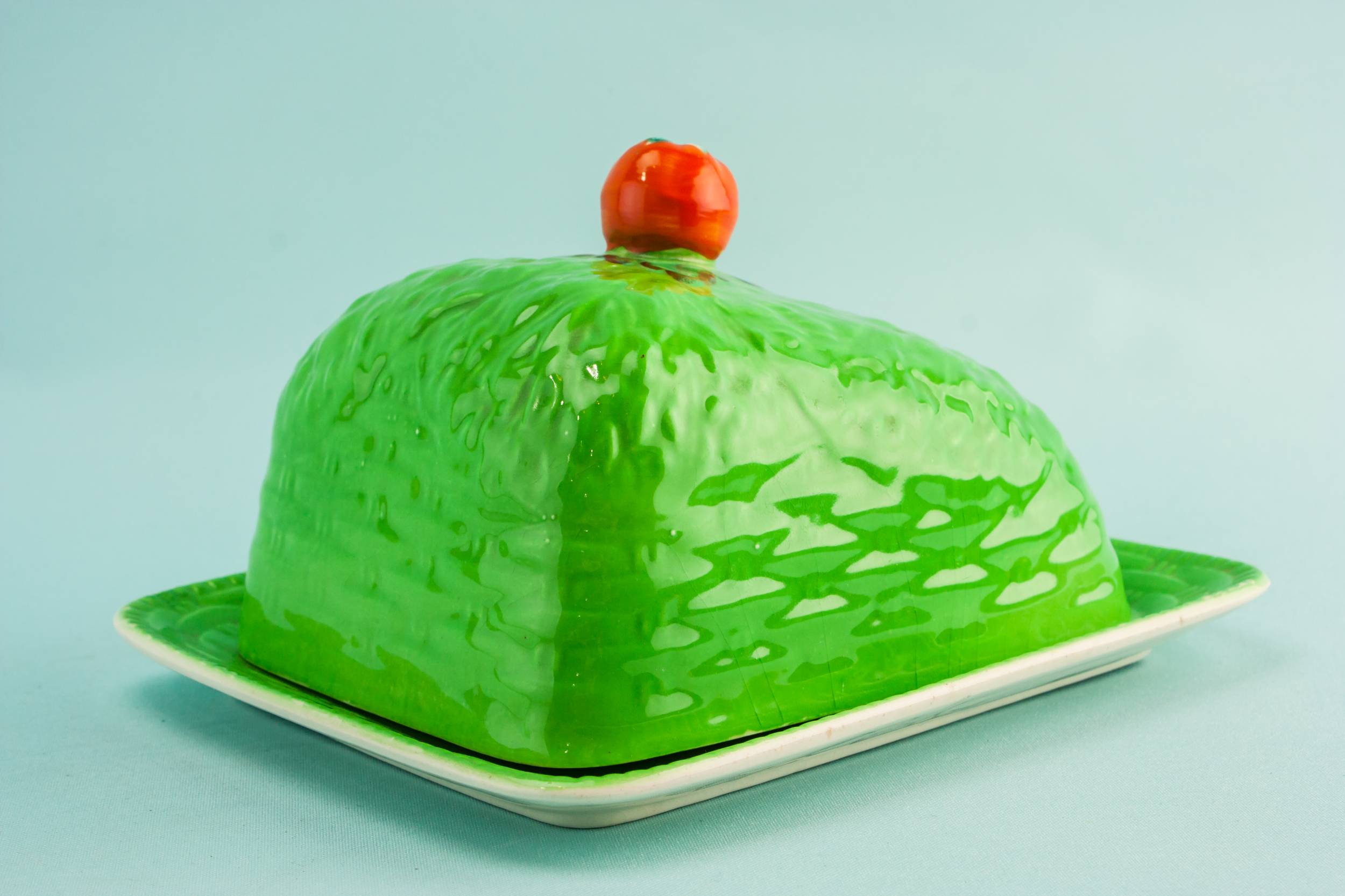 Vintage Beautiful Pottery — Green cheese dish 3