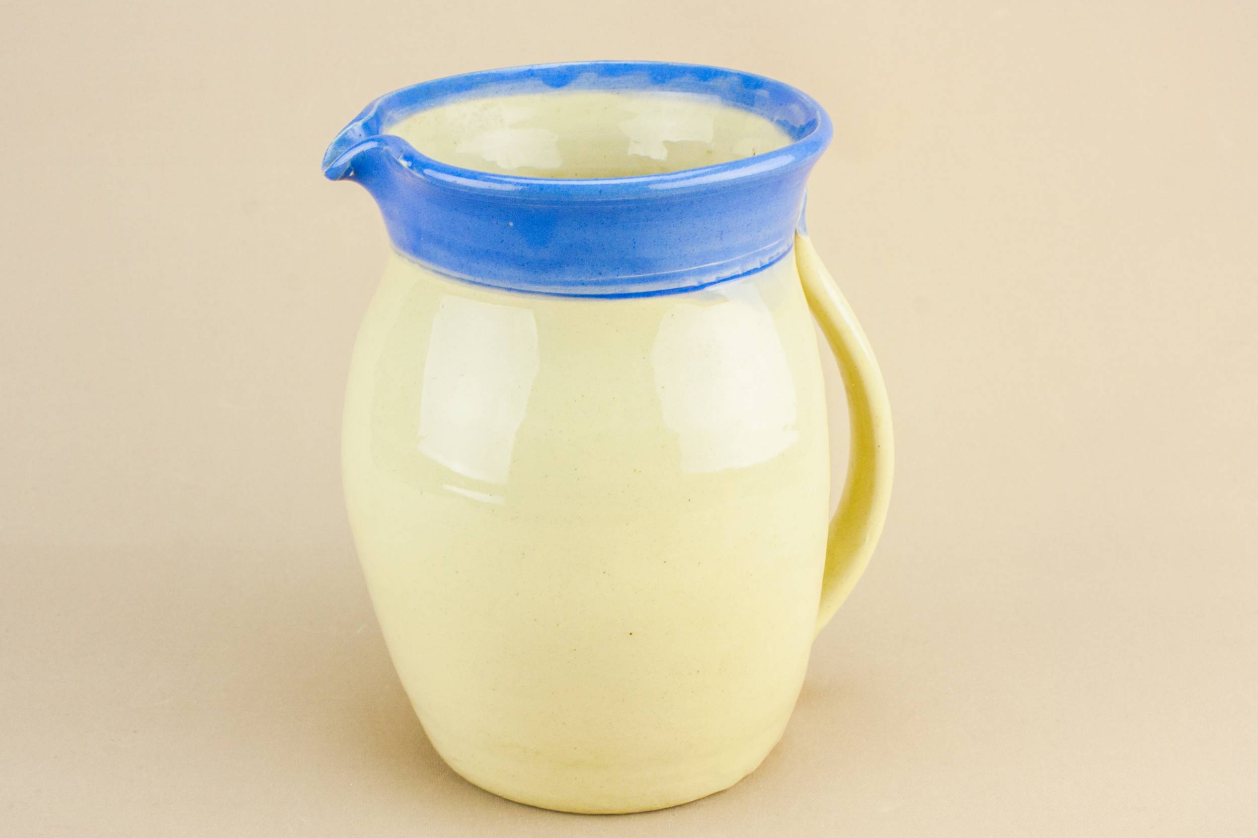 Vintage Modernist Vinegar — Yellow pottery jug