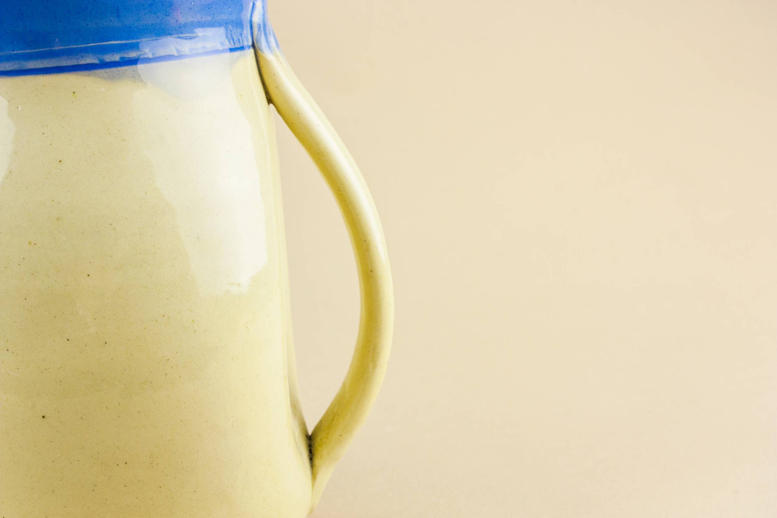 Vintage Modernist Vinegar — Yellow pottery jug 3