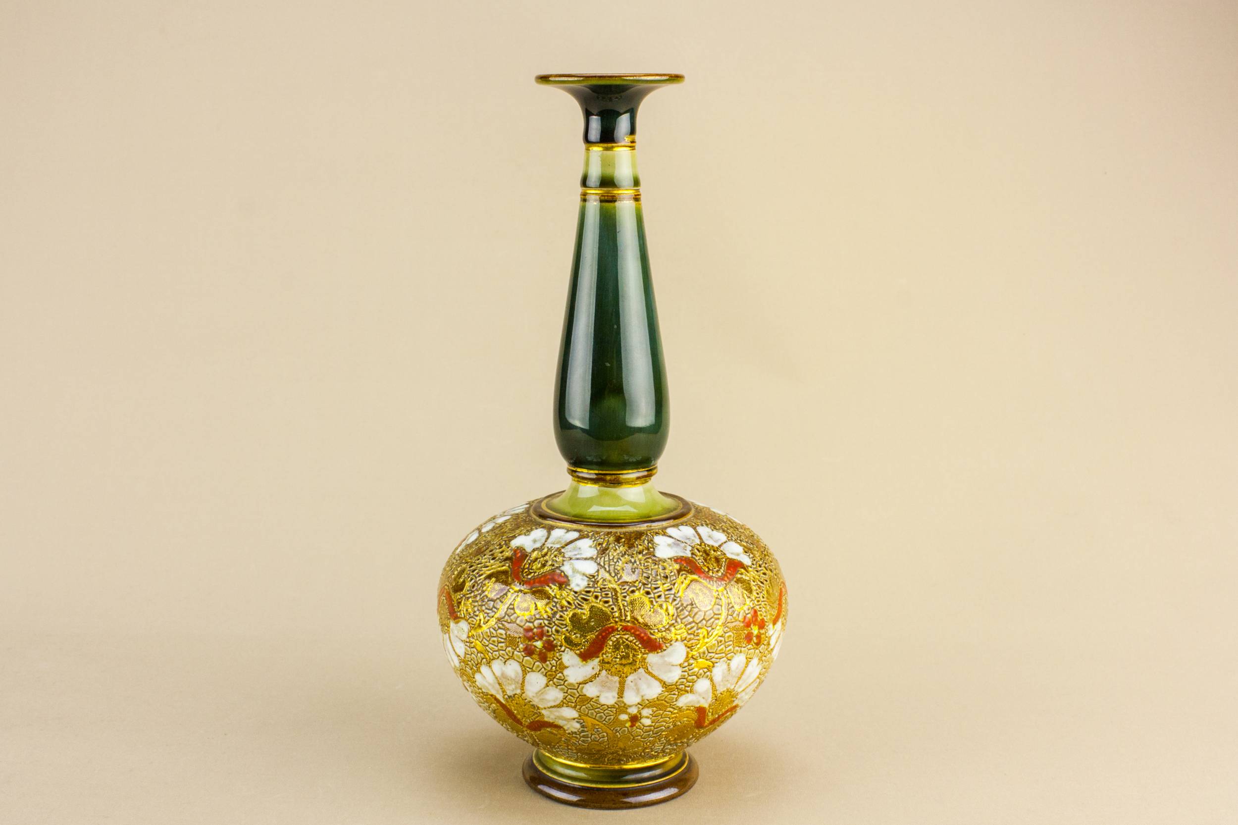 Antique Elegant Floral — Royal Doulton stoneware vase 1