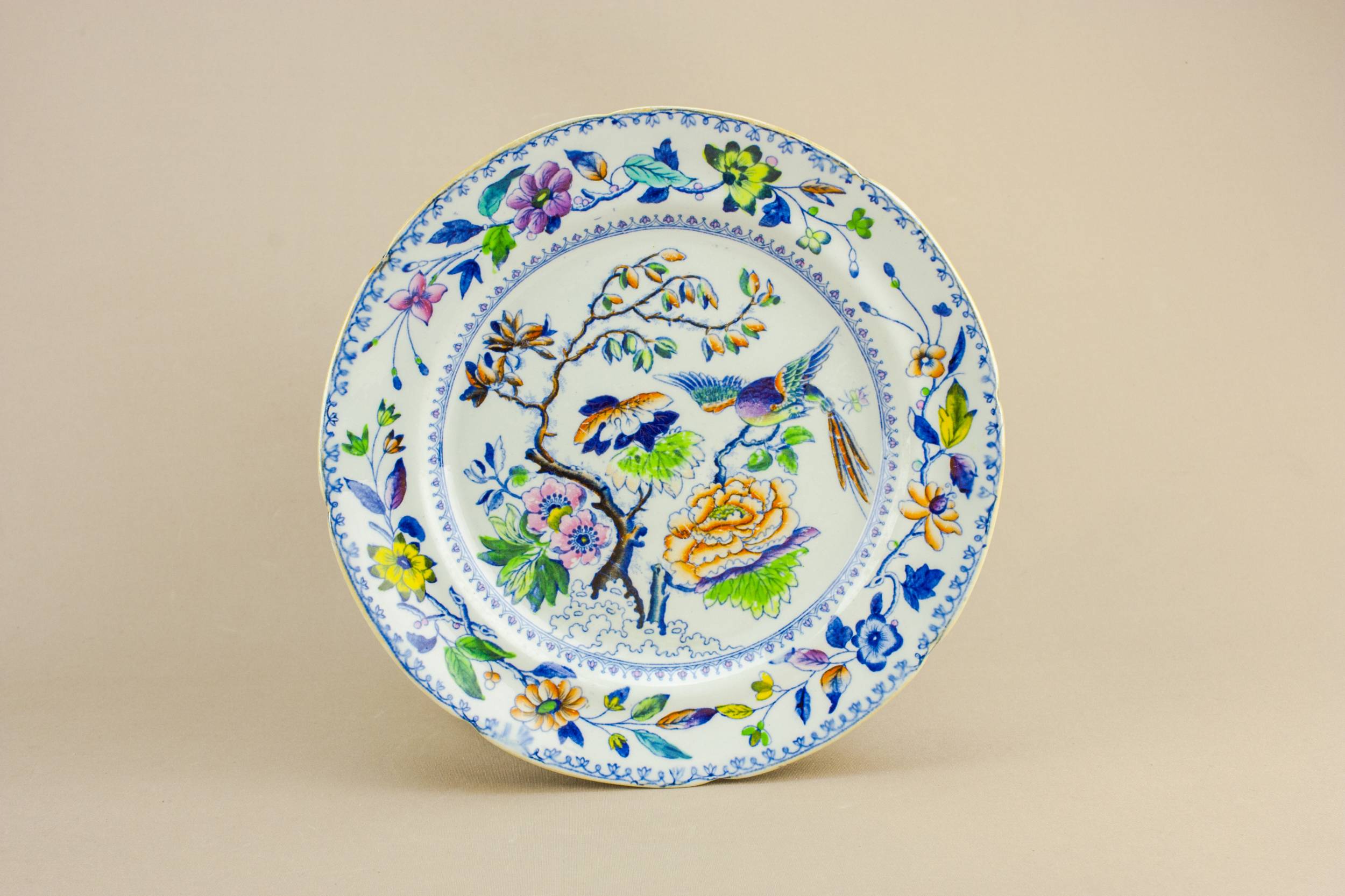 Antique Small Stoneware — Blue and white serving dish