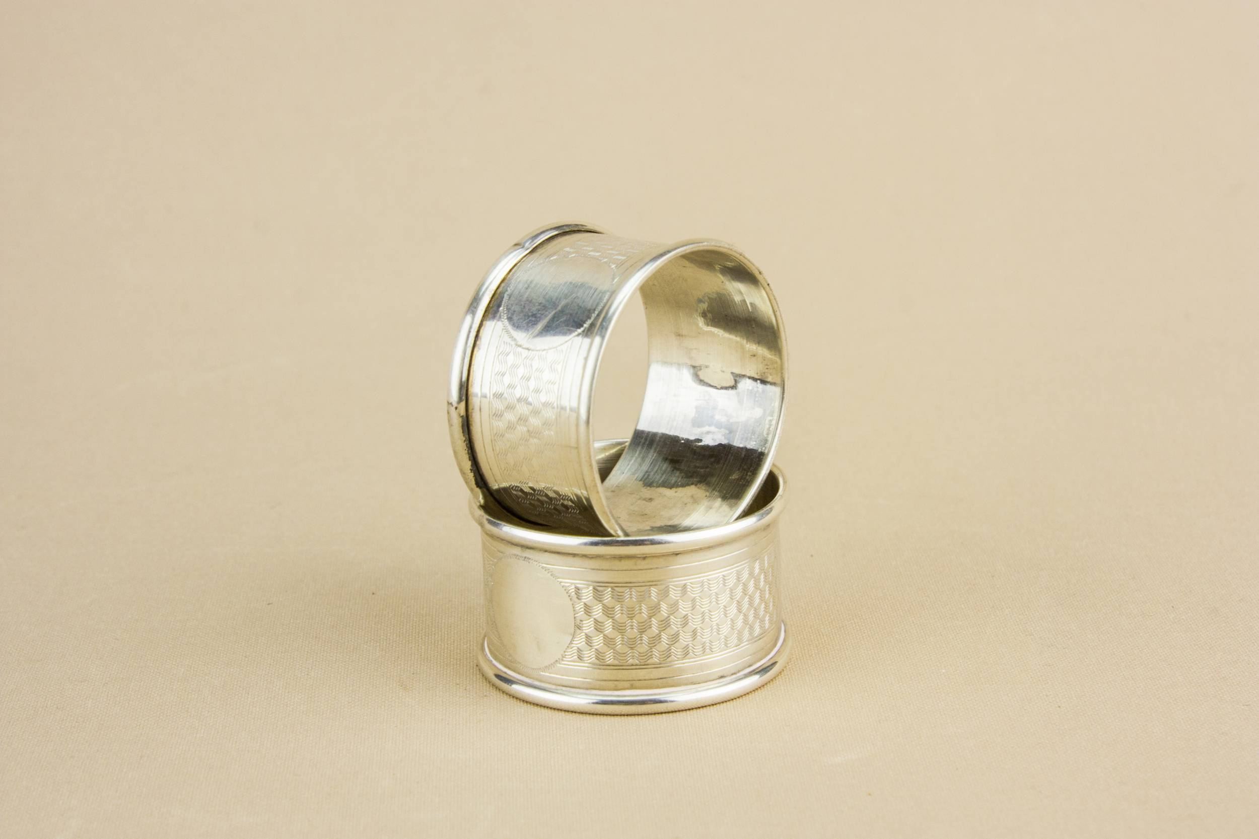 Silver Plated Metal — 2 Art Deco napkin rings