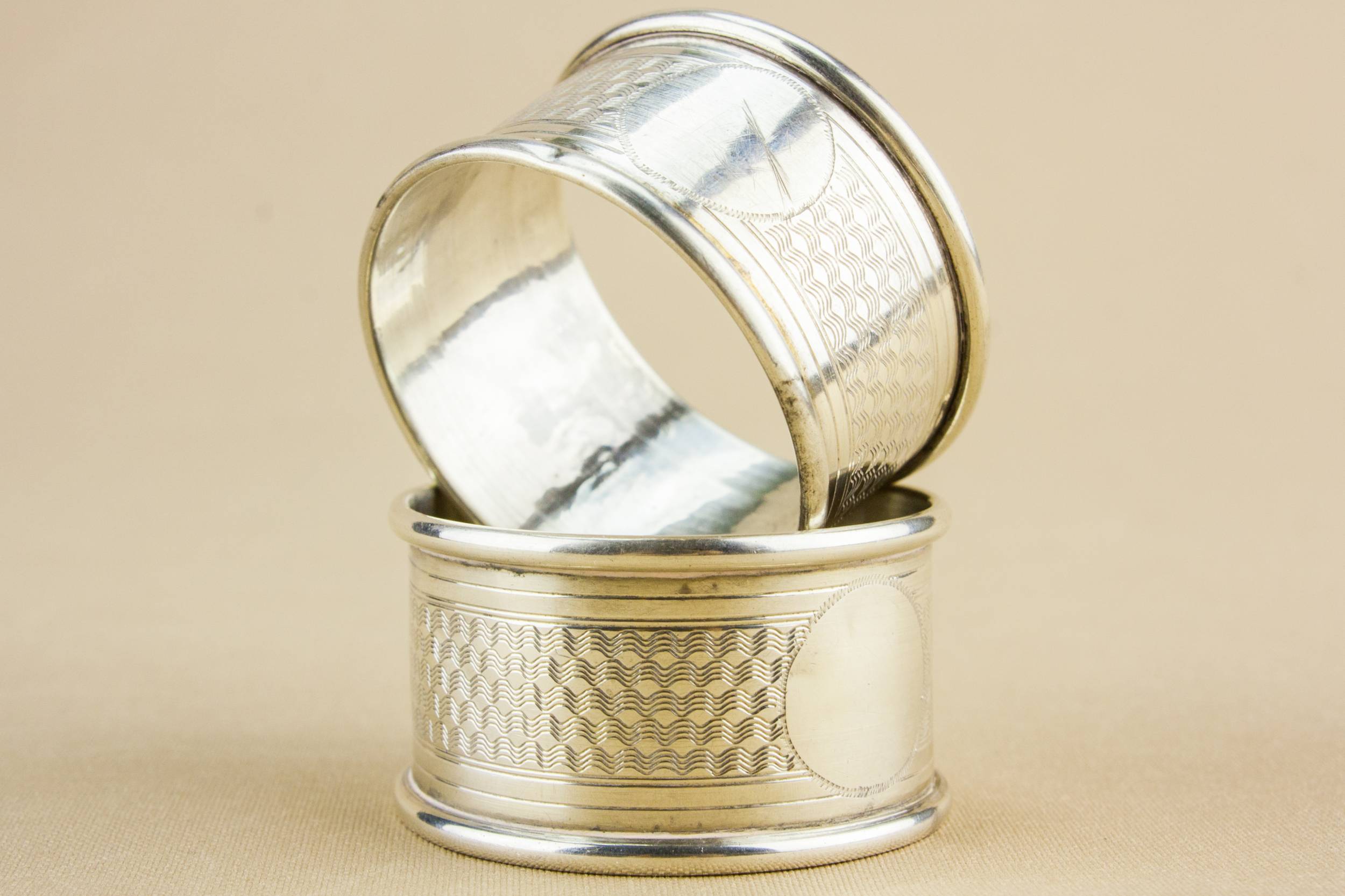 Silver Plated Metal — 2 Art Deco napkin rings 3