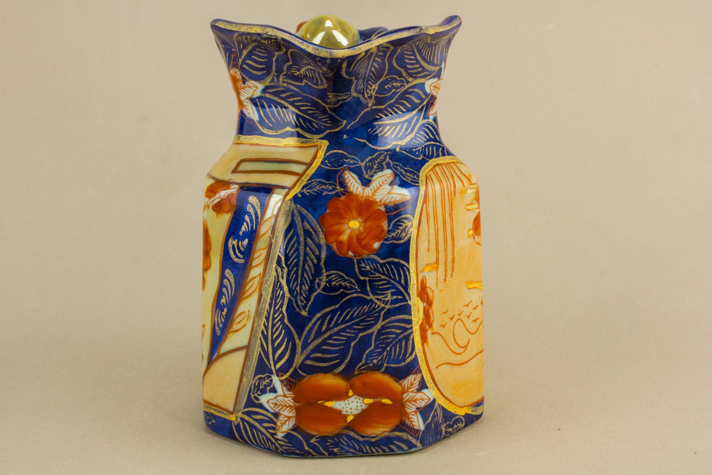 Blue Rustic Floral — Retro water jug 2