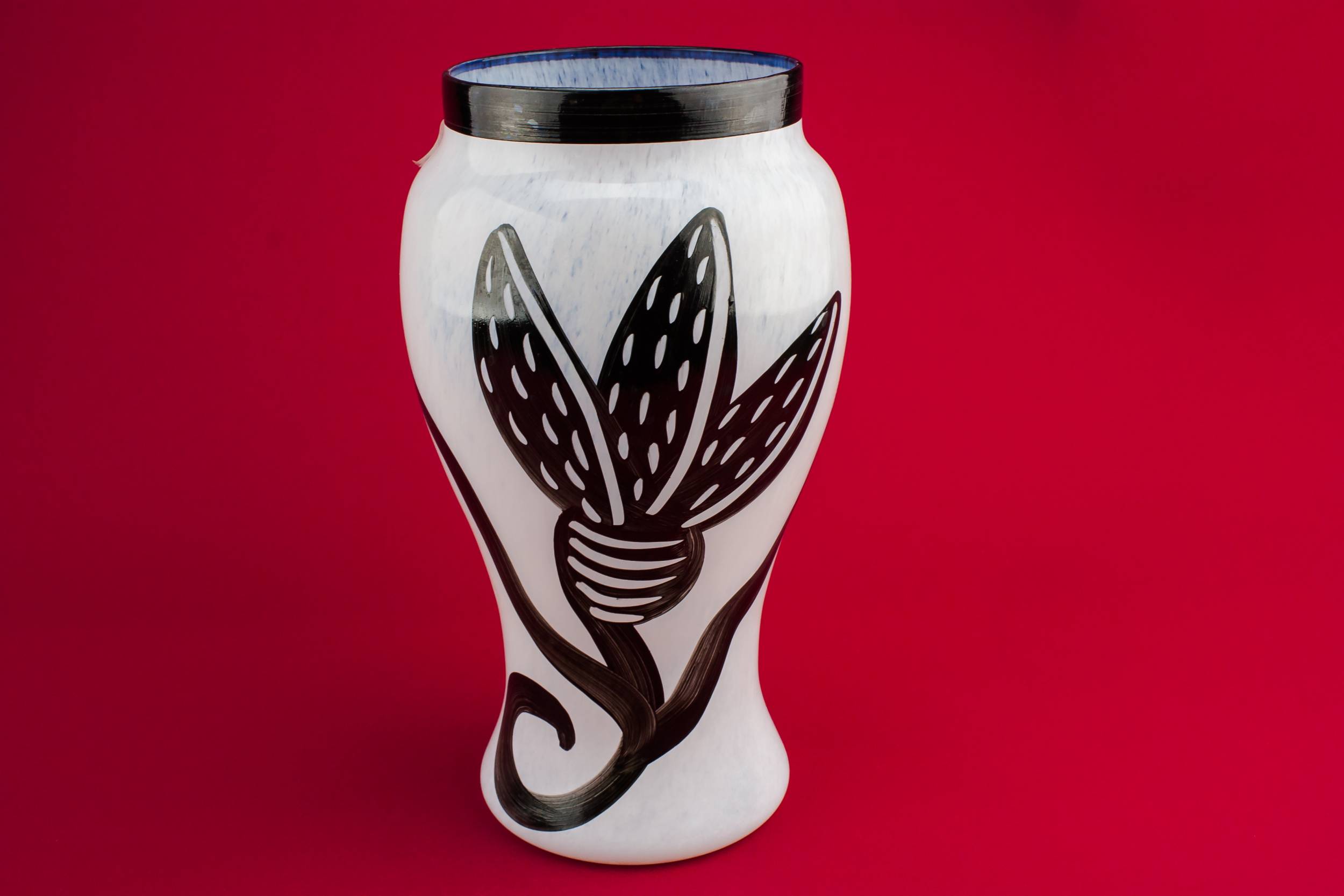 Slick Black Floral — Kosta Boda pottery vase