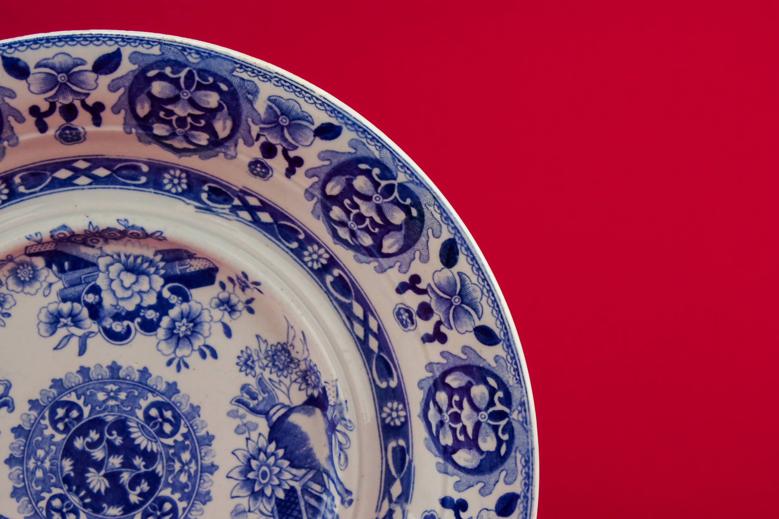Antique Pottery Floral — Spode blue serving bowl 1