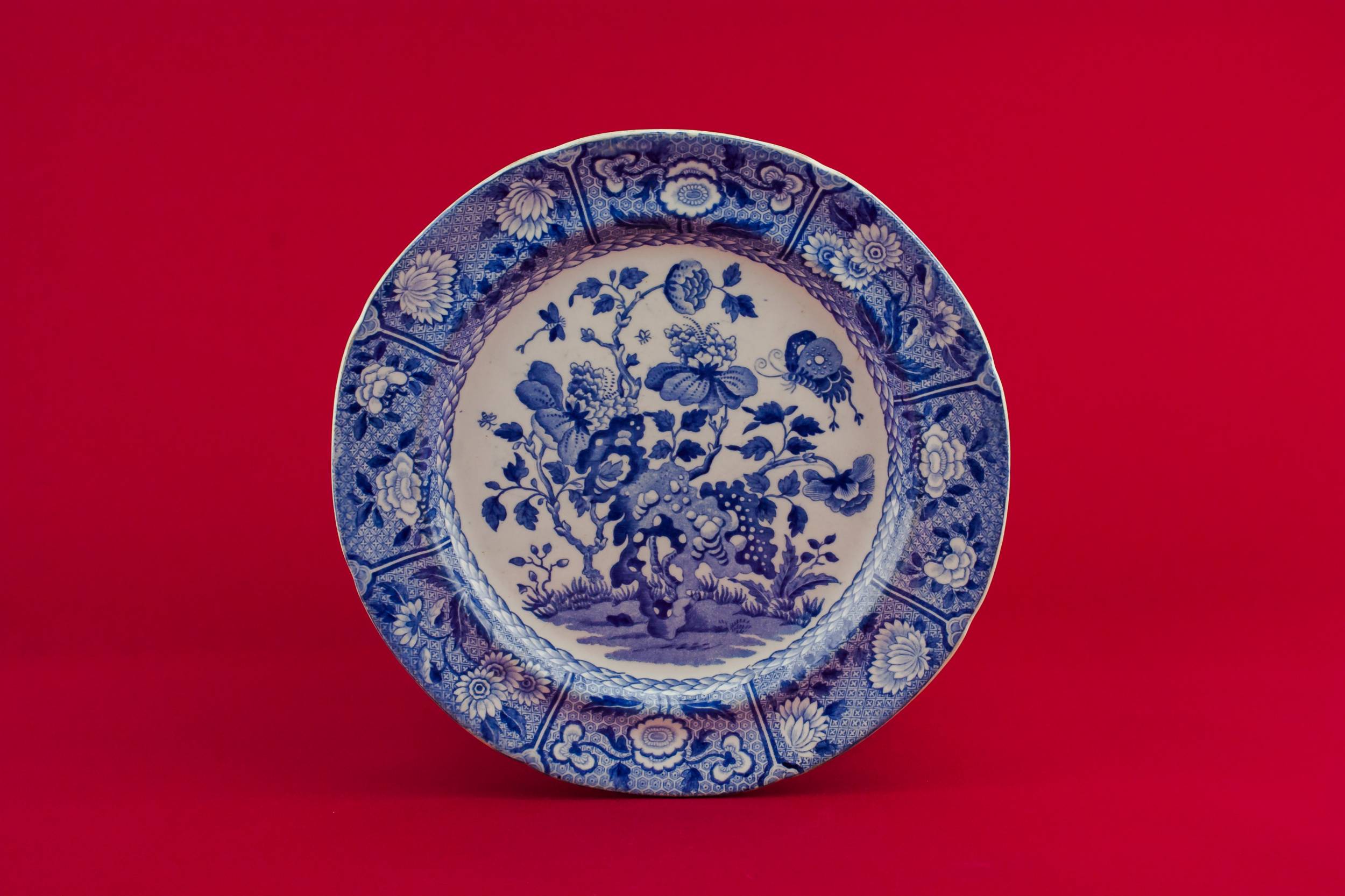 Victorian Blue And — Blue and white serving dish