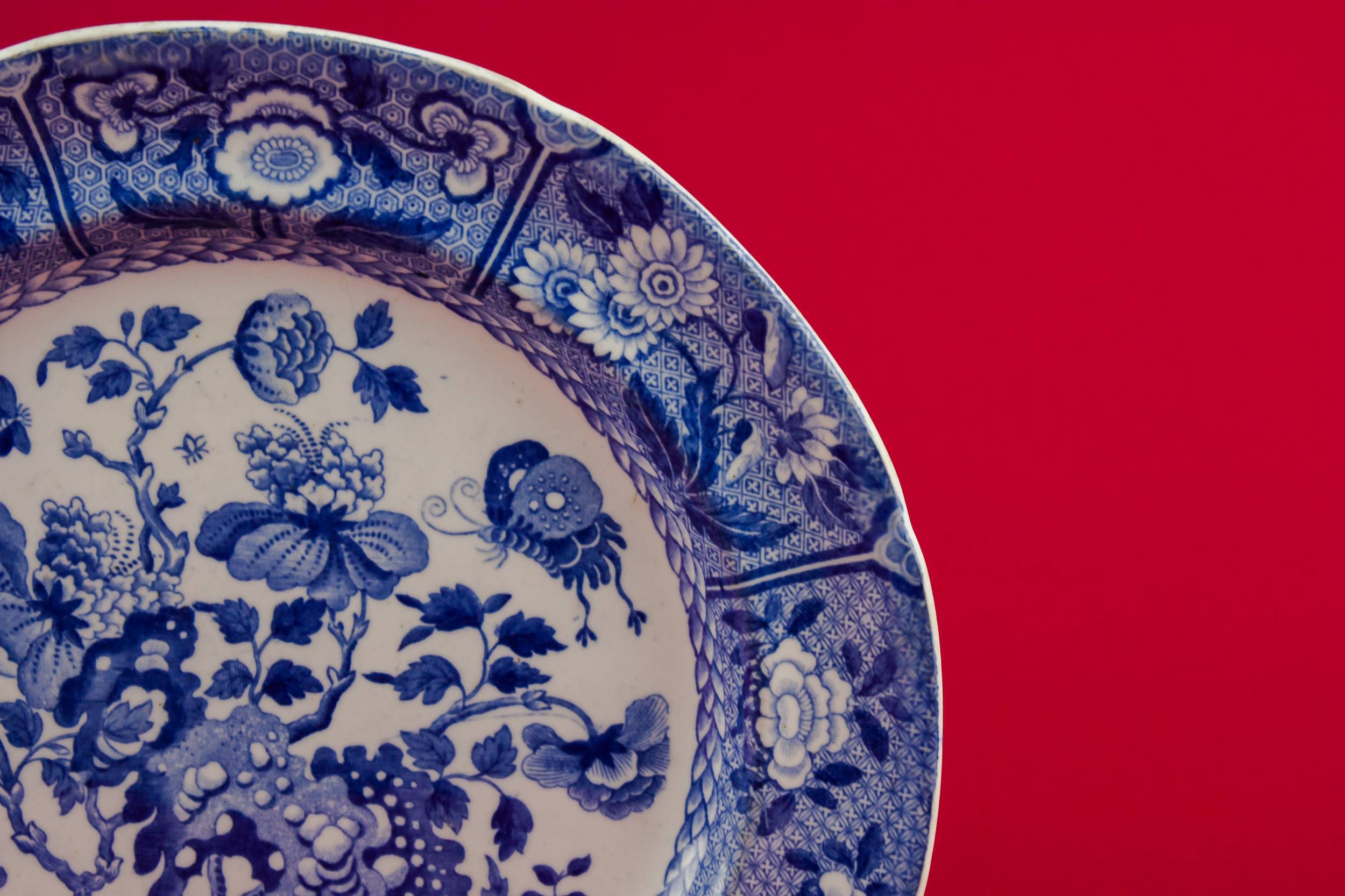 Victorian Blue And — Blue and white serving dish 1