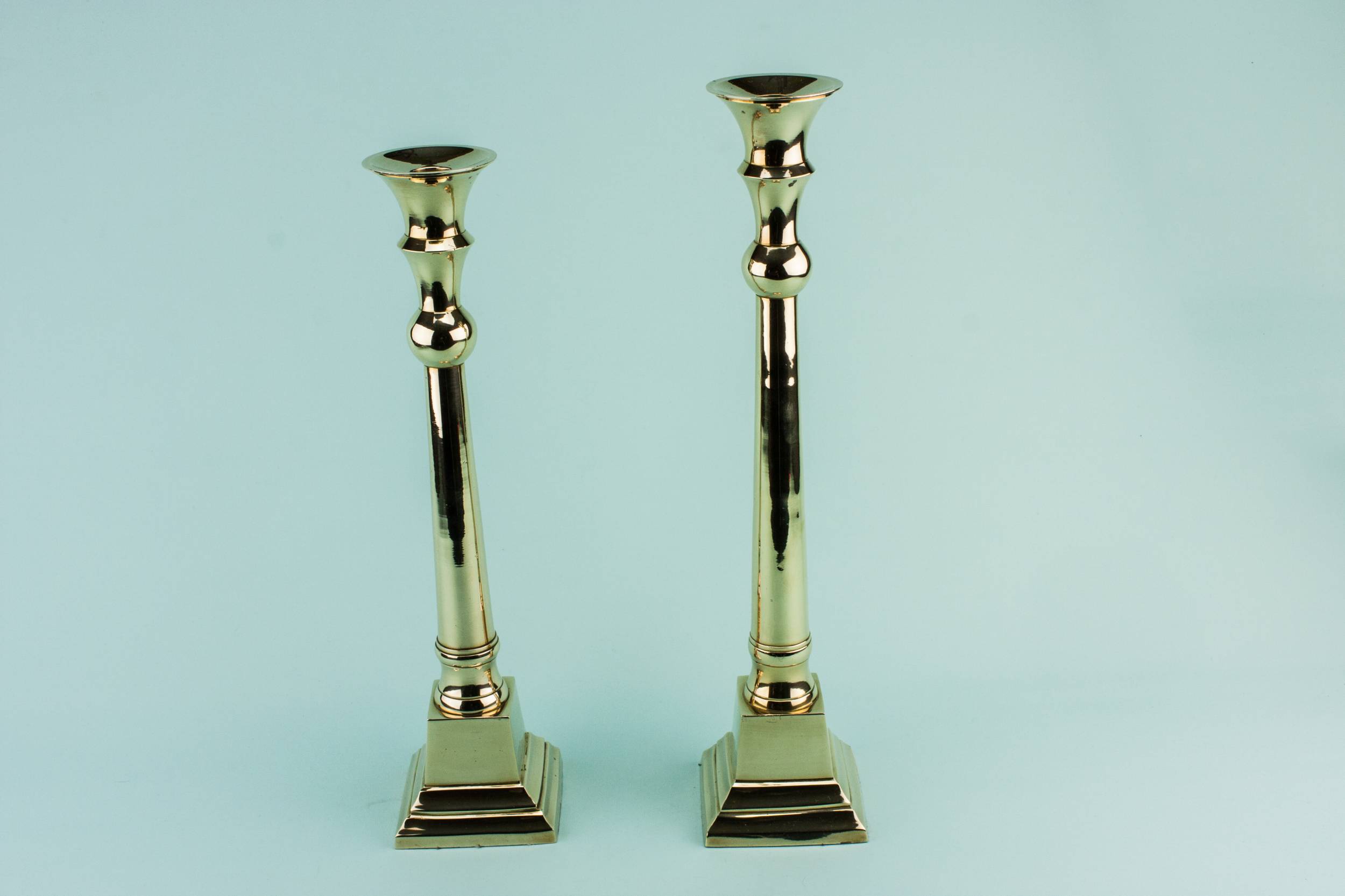 Vintage Brass Old — 2 brass tall candlesticks