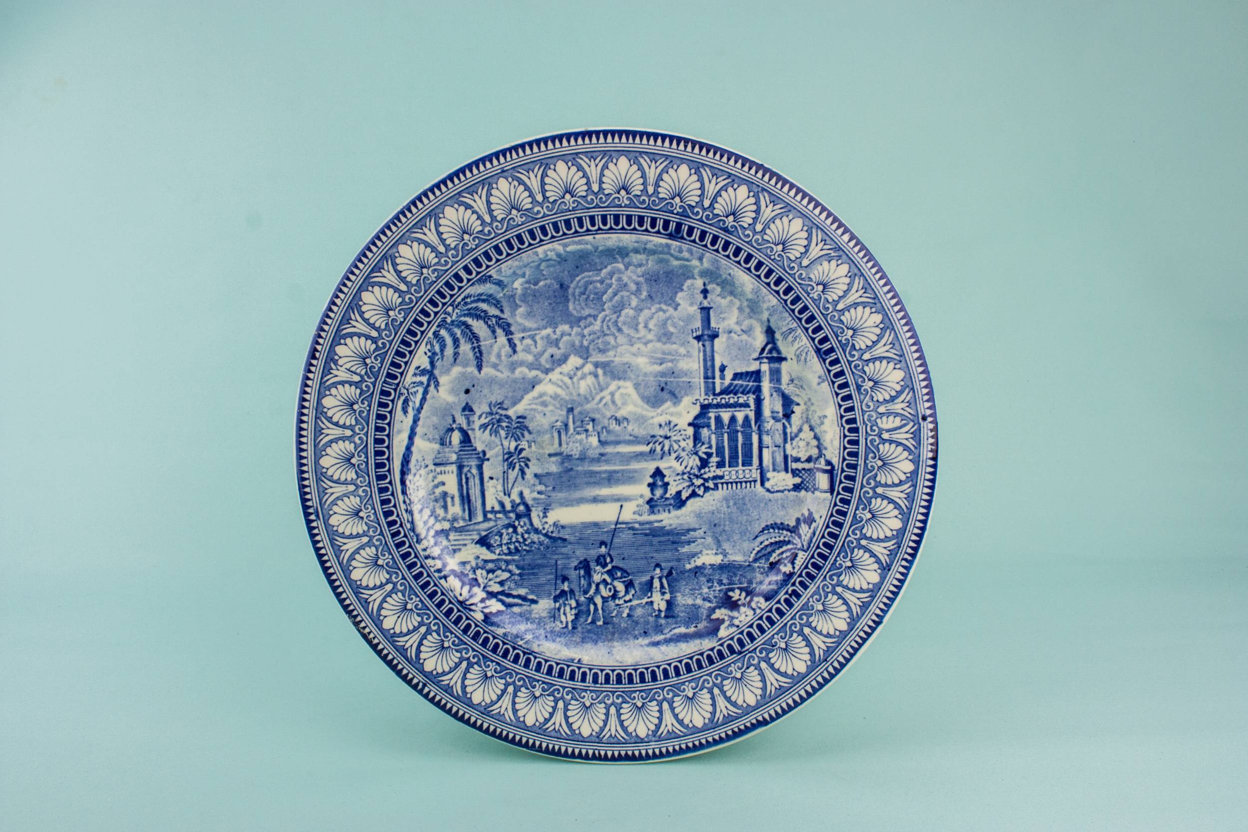 Pottery Beautiful Landscape — Blue and white serving dish