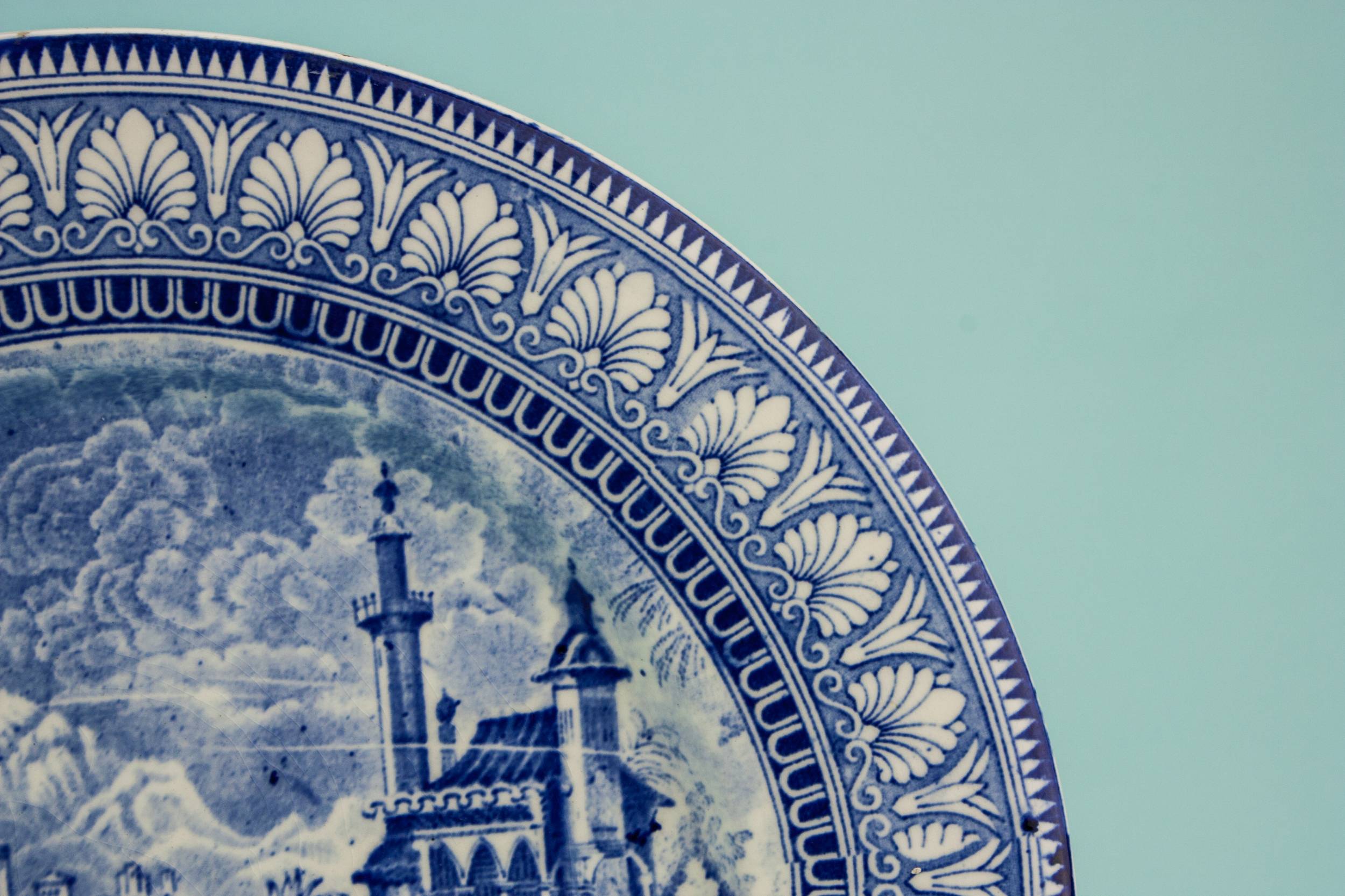 Pottery Beautiful Landscape — Blue and white serving dish 1