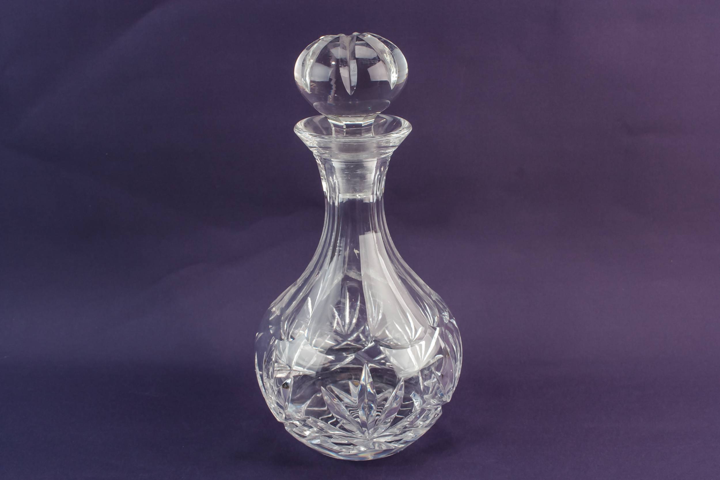 Vintage Large Wine — Cut glass globular decanter