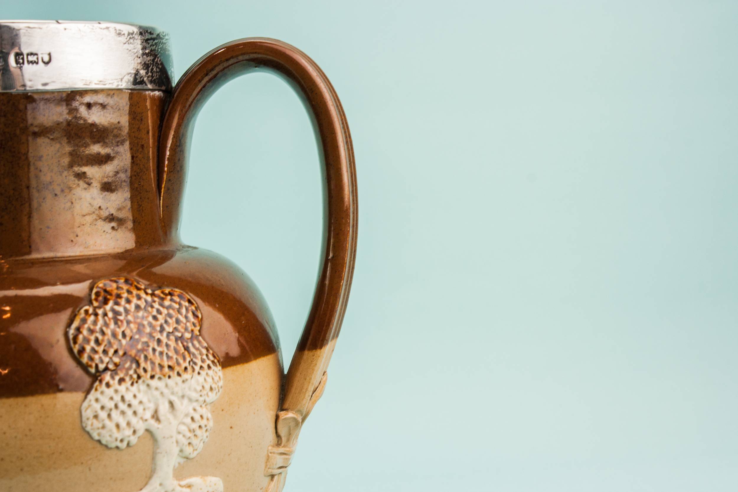 Sterling Silver Antique — Silver rimmed water jug 3