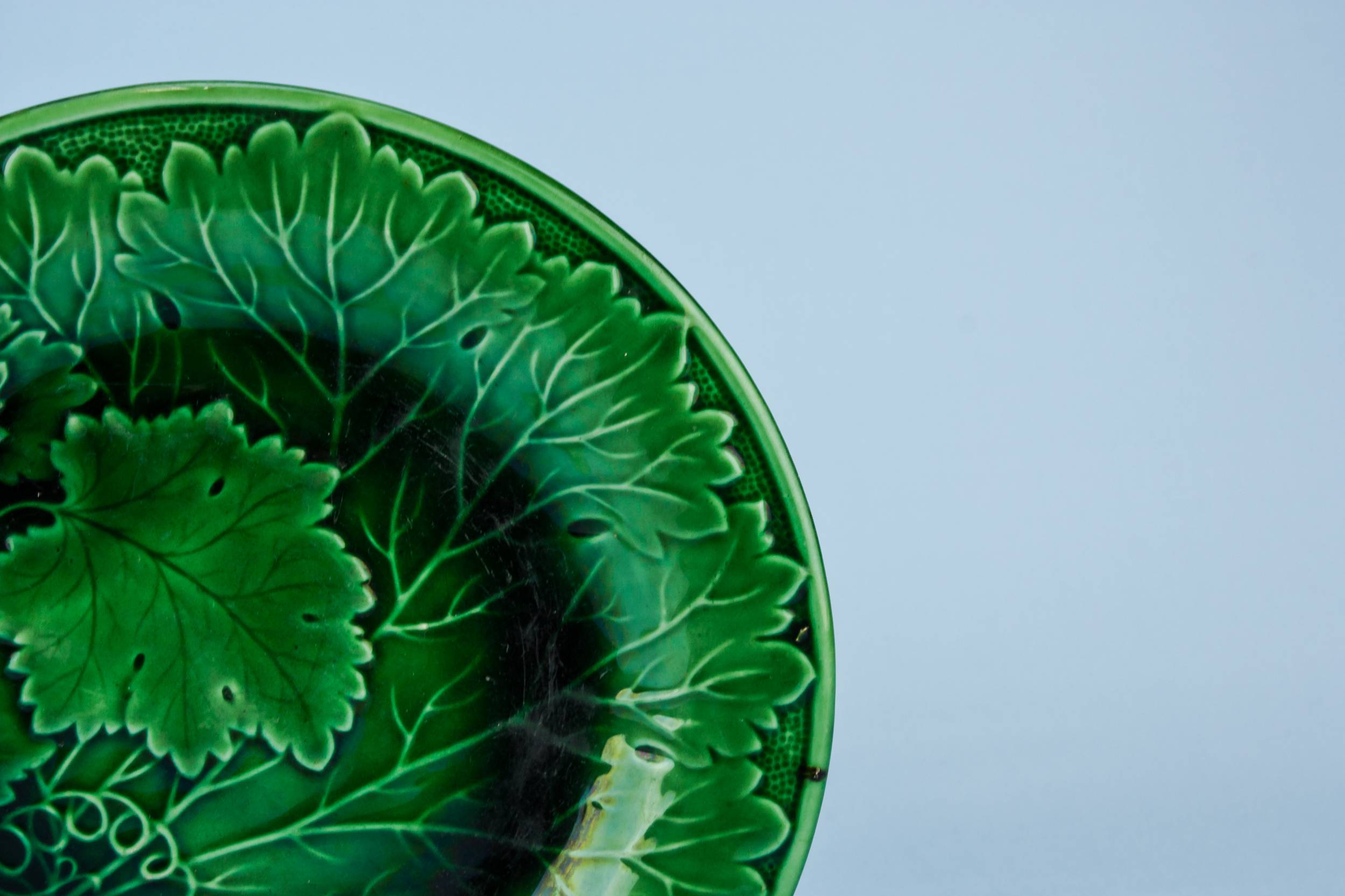 Pottery Antique Leaf — Majolica plate 1