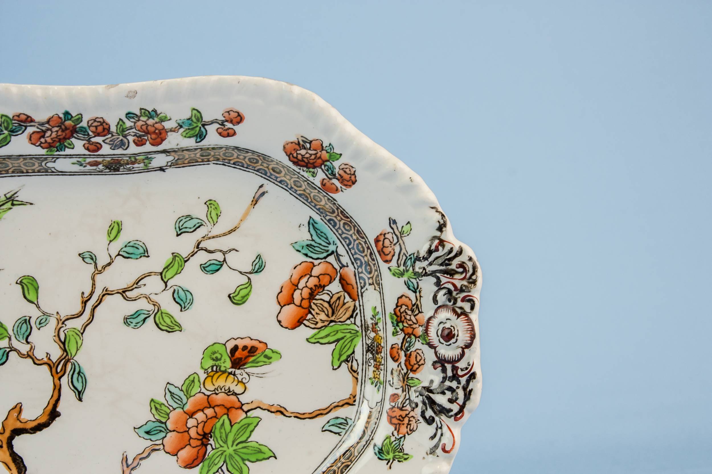 Antique Orange Copeland — Copeland pottery platter 1