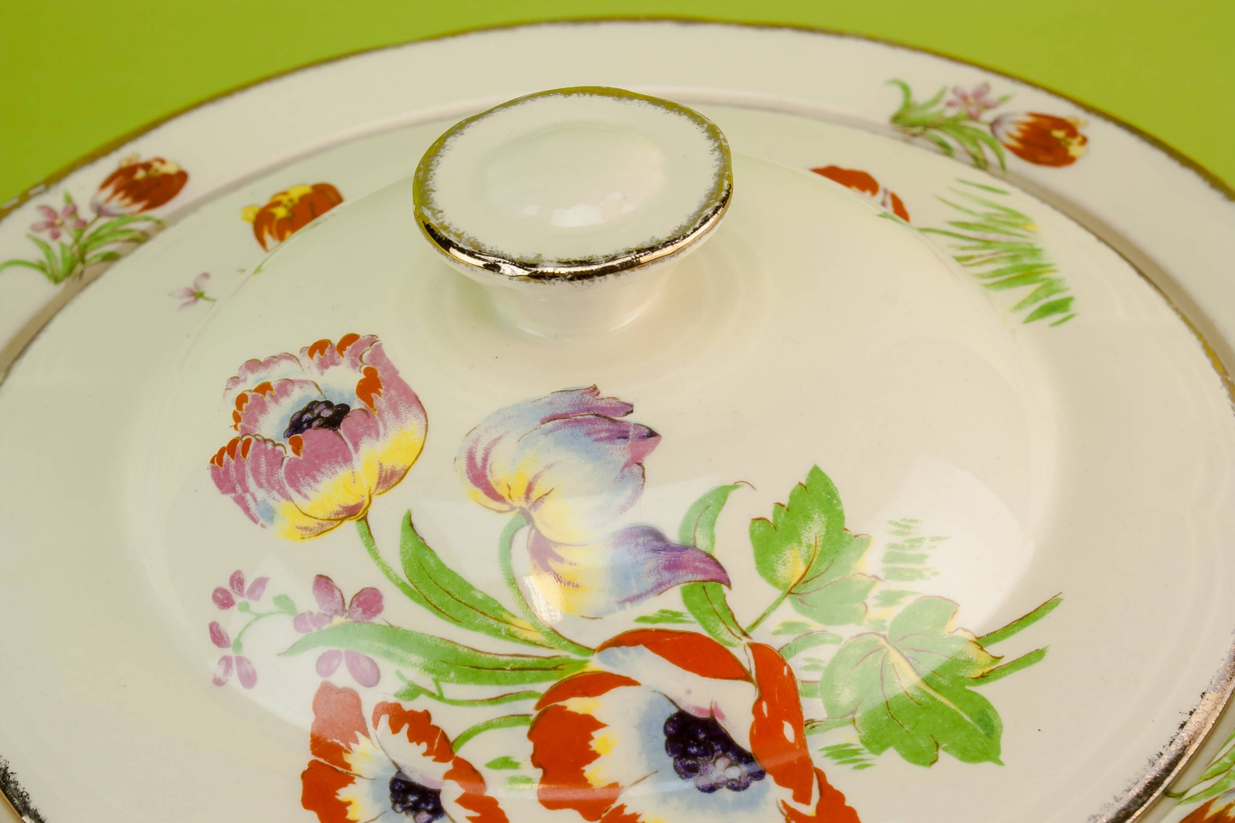 Small Vintage TUREEN — Art Deco tulips tureen 3