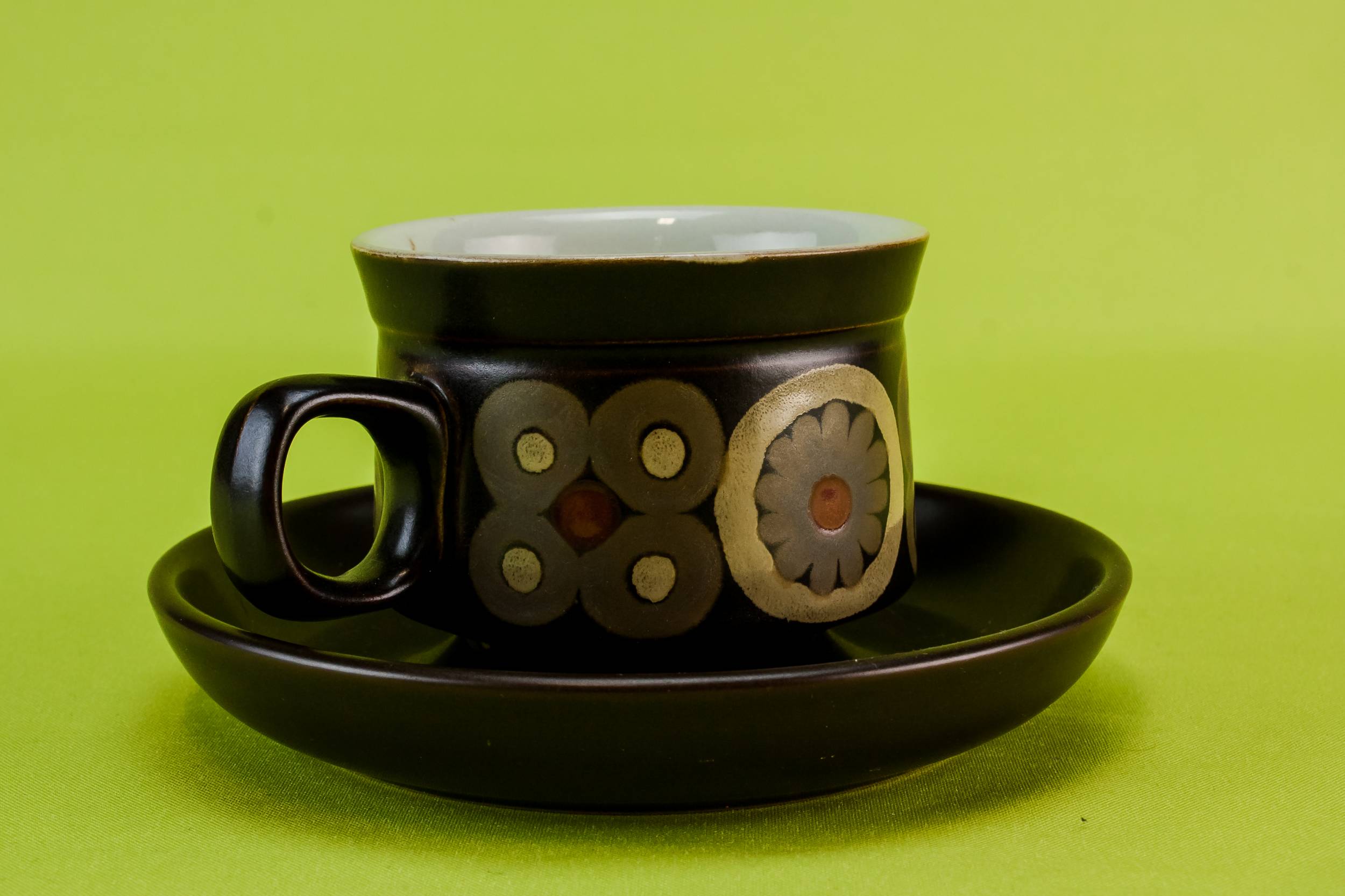 Persons Vintage Brown — Brown pottery tea set for six 4