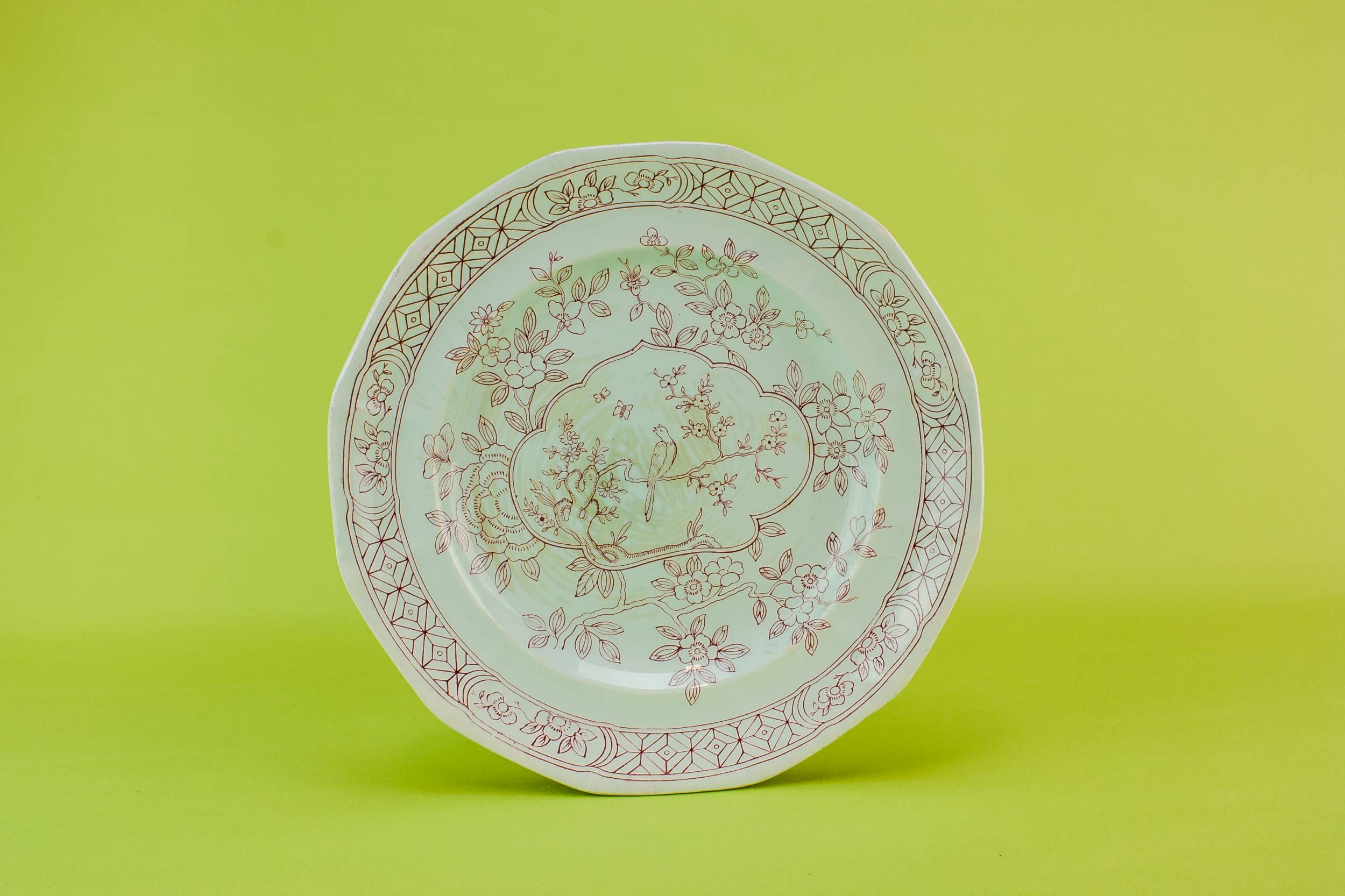 Vintage Rustic Calyx — 8 Adams pottery dinner plates