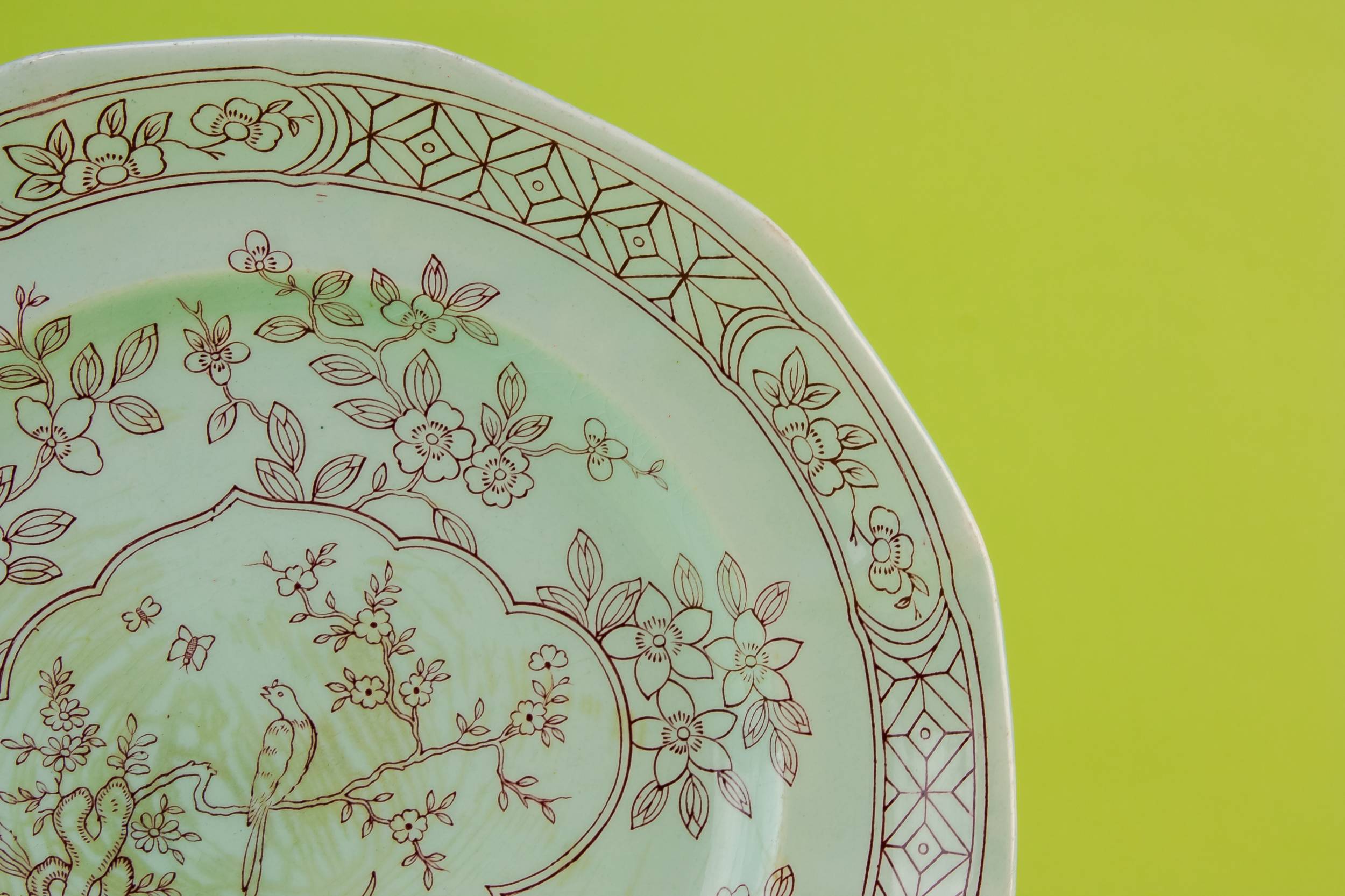 Vintage Rustic Calyx — 8 Adams pottery dinner plates 1