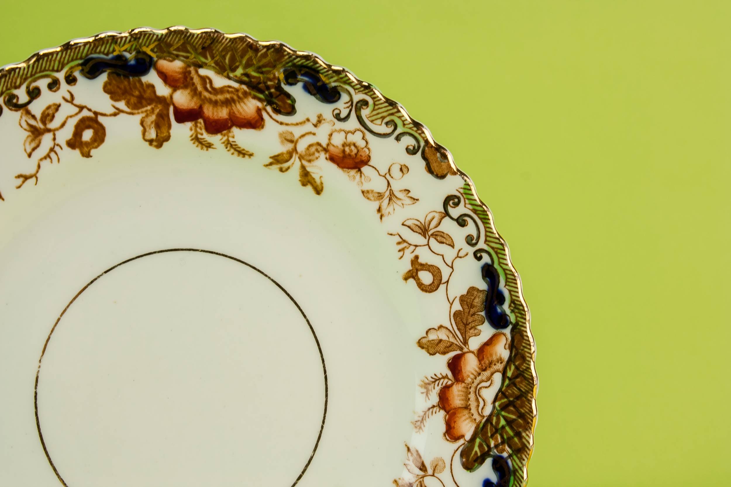 Antique Colourful Floral — 8 Edwardian bone china plates 1