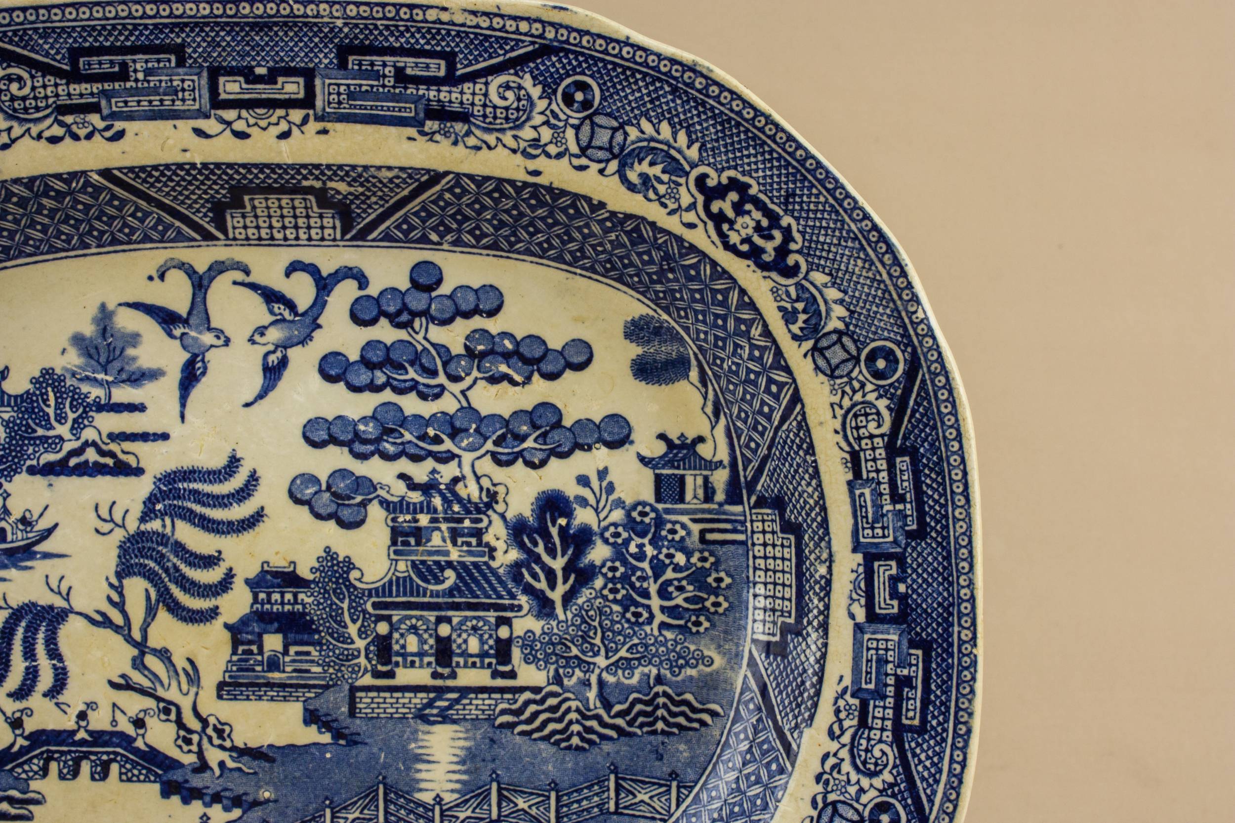 Opulent Medium Willow — Blue and white platter 1