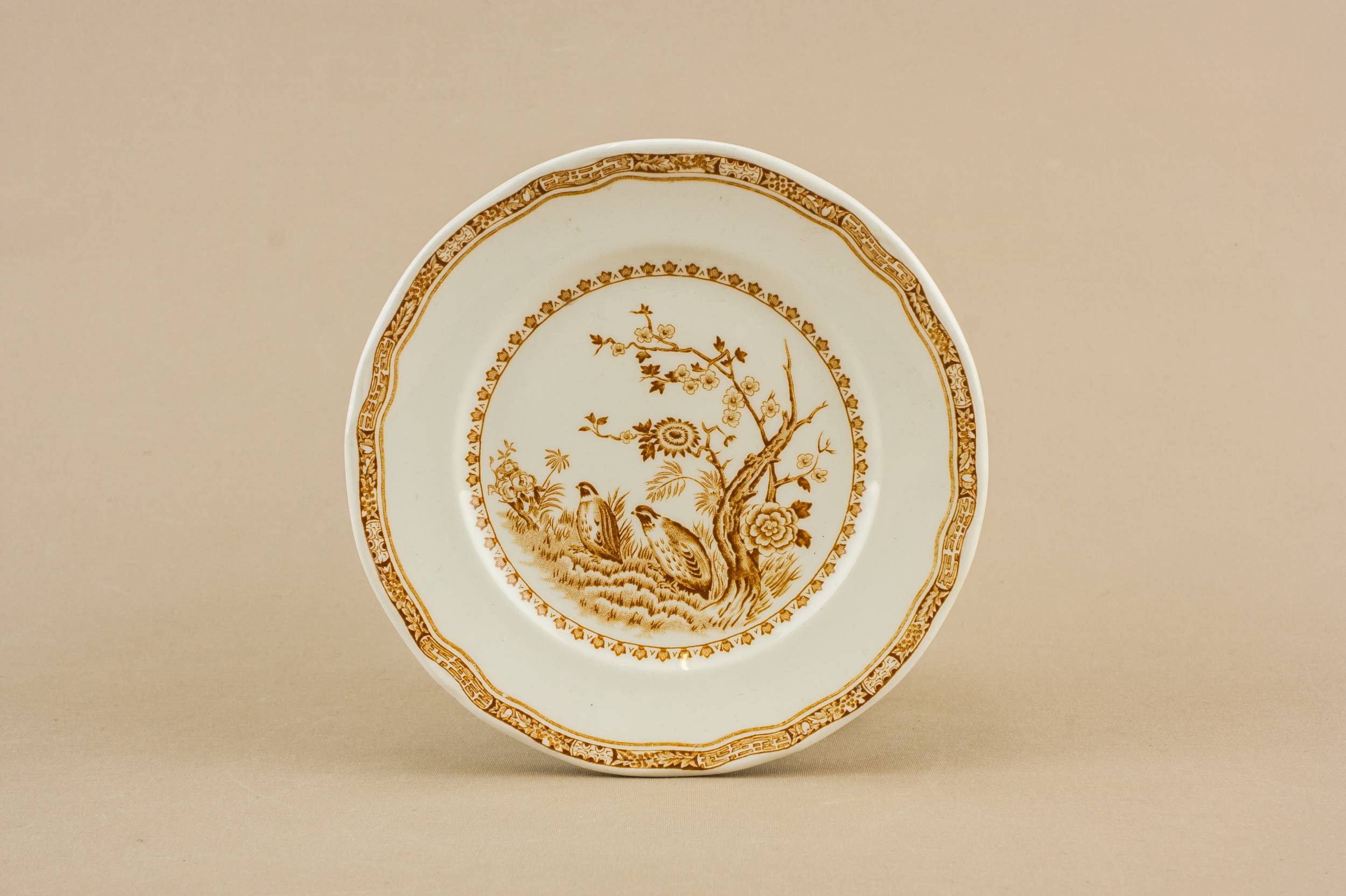 Pottery Charming Quail — 5 Art Deco pottery plates