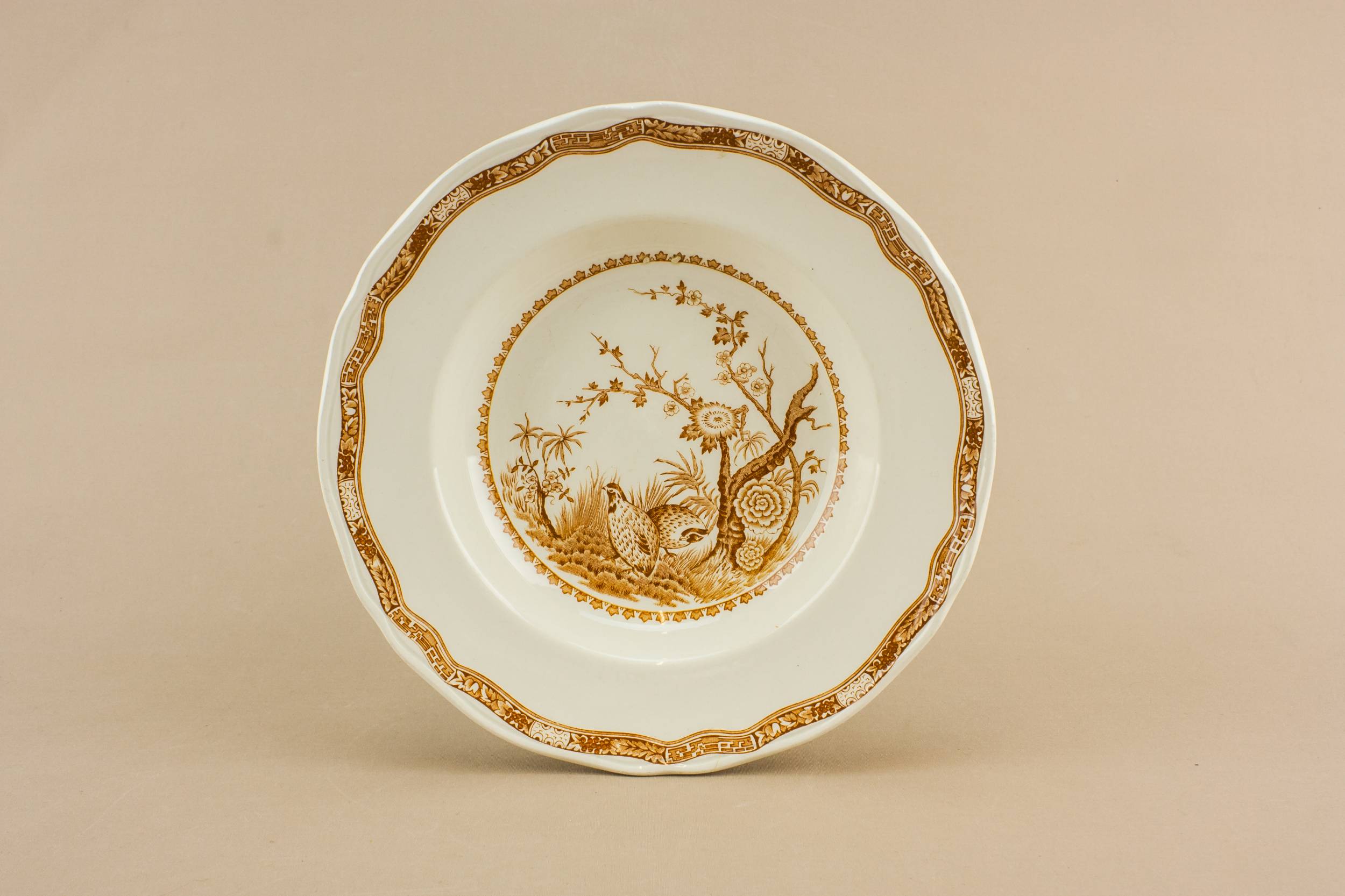 Spectacular Vintage Quail — Art Deco pottery bowl