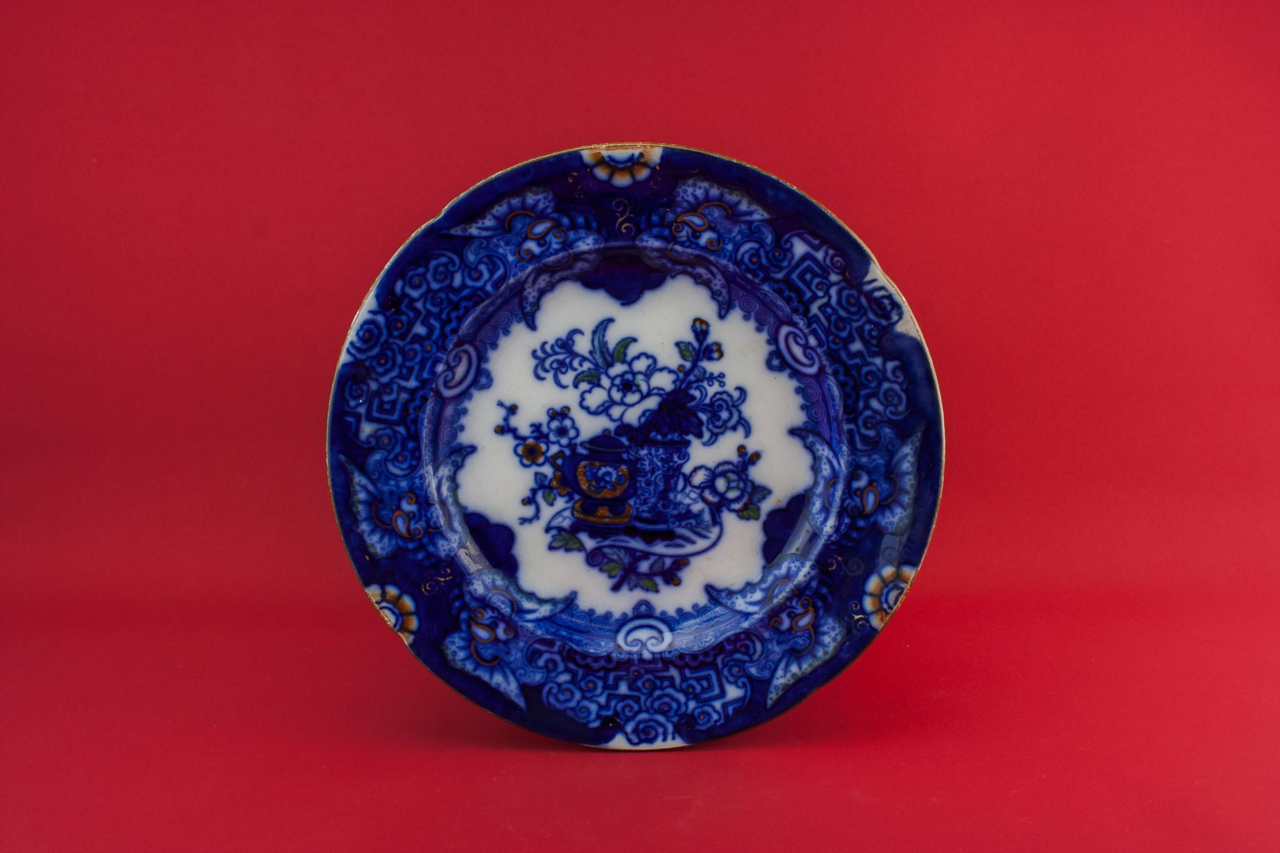 Spectacular Blue And — Flow blue serving bowl