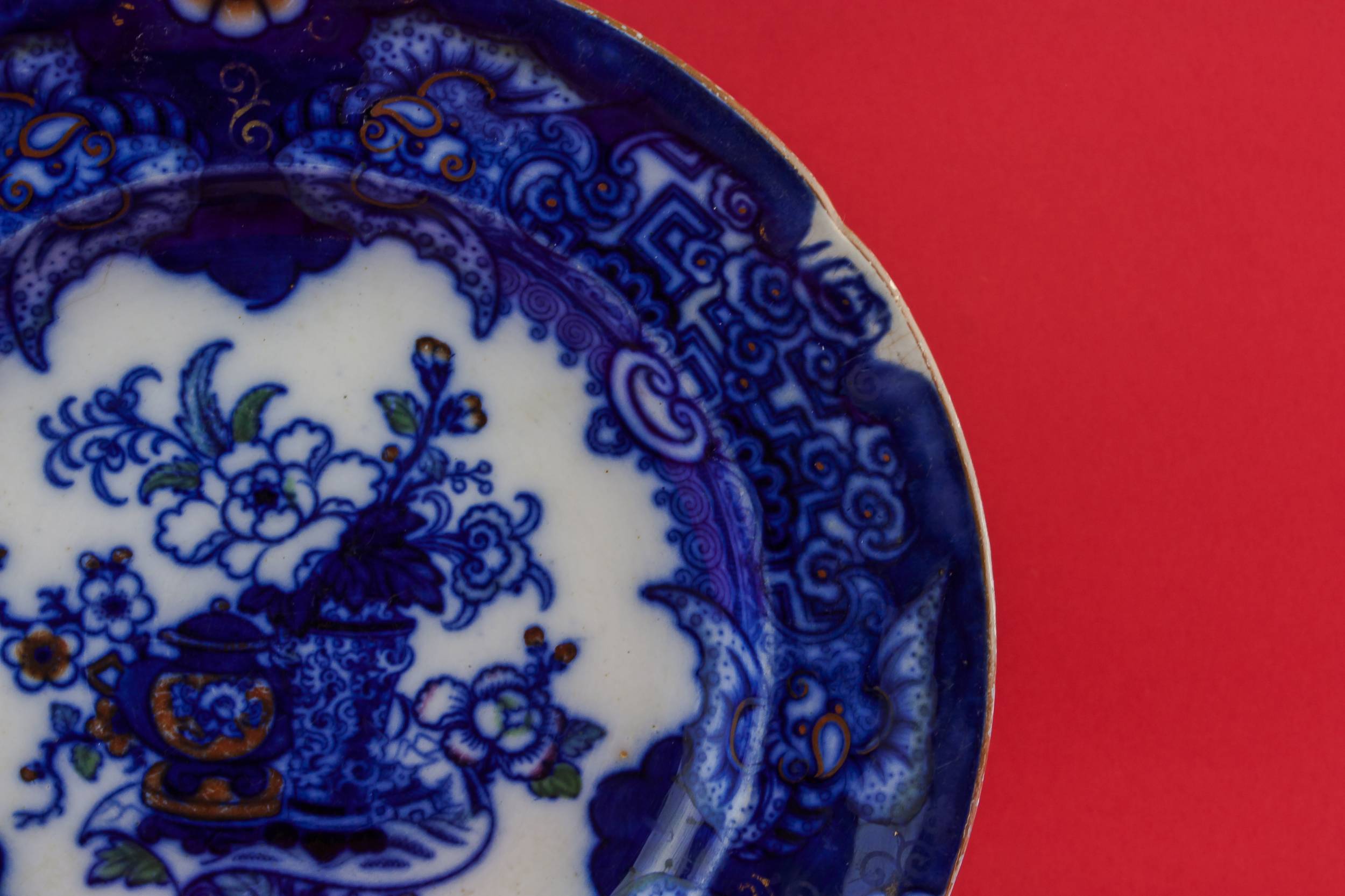 Spectacular Blue And — Flow blue serving bowl 1