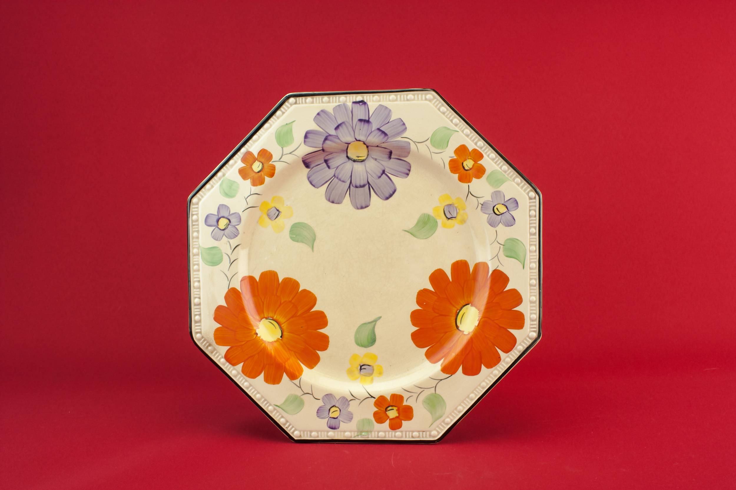 Vintage Pottery Floral — Art Deco pottery serving dish