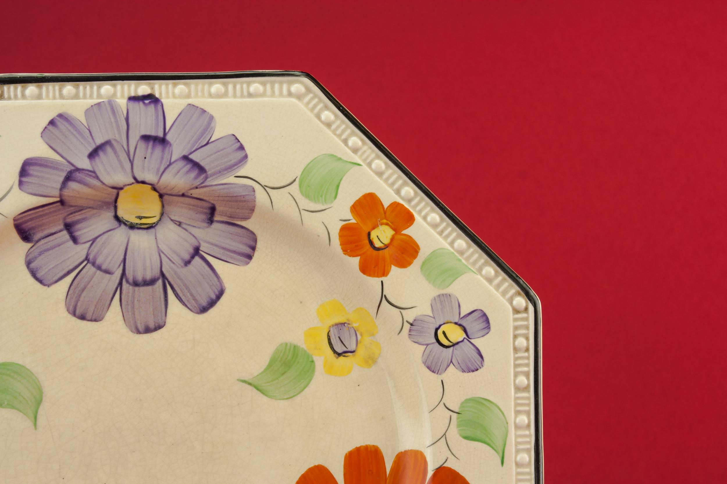 Vintage Pottery Floral — Art Deco pottery serving dish 1