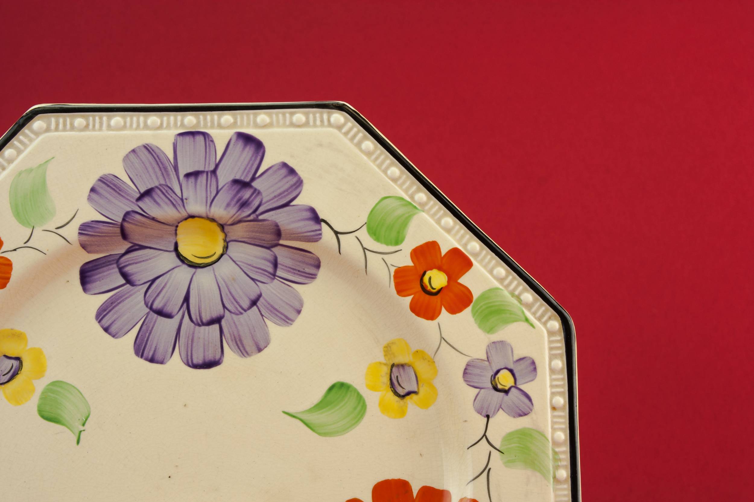 Colourful Vintage Floral — Art Deco pottery serving dish 1
