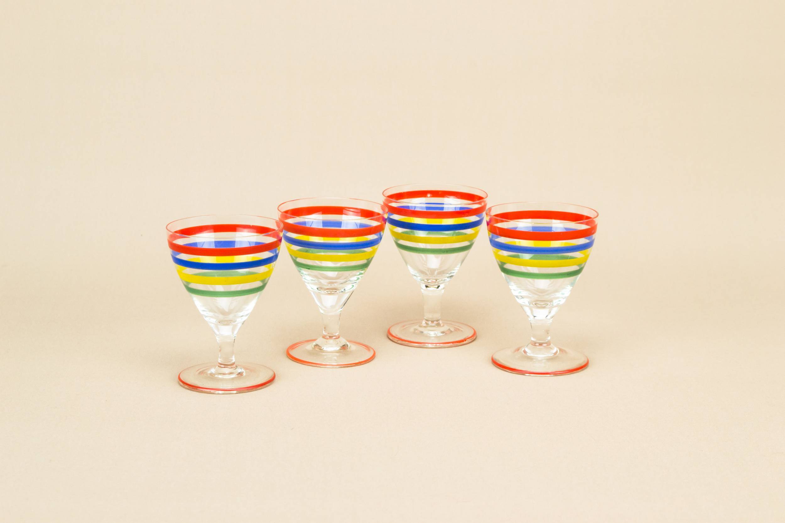 Red Vintage Stripes — 4 rainbow port glasses