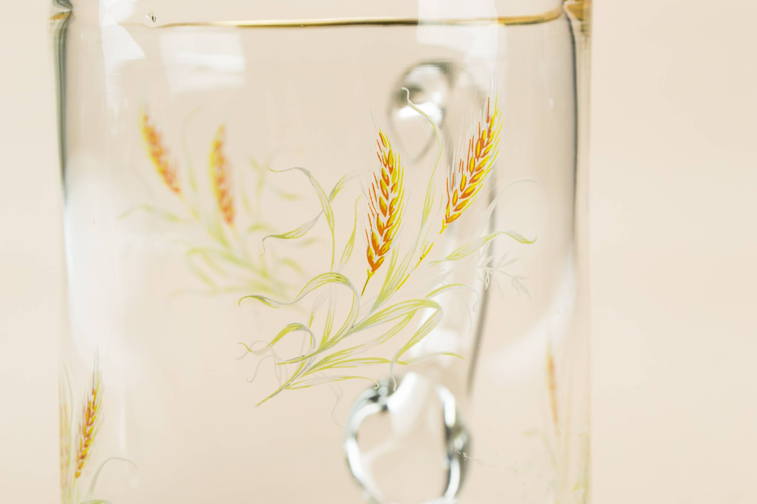 Retro Gold Floral — Barley beer glass tankard 1
