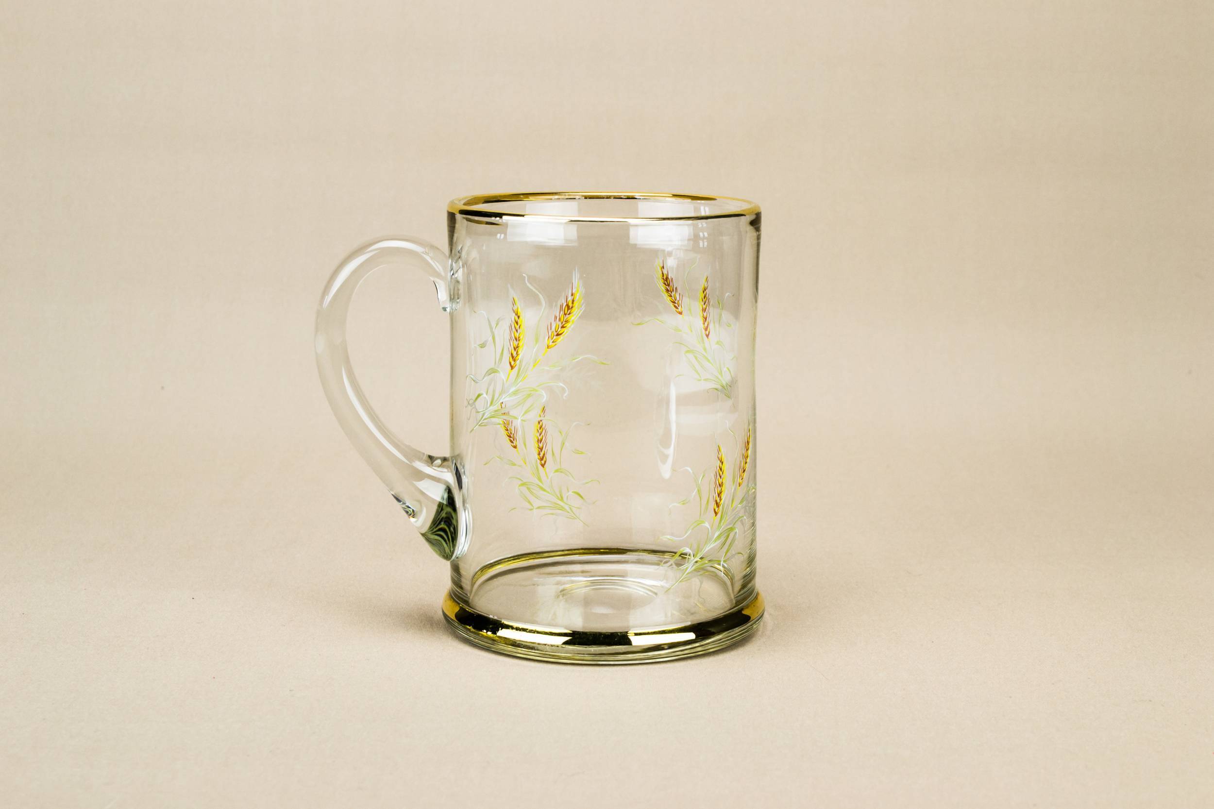 Retro Gold Floral — Barley beer glass tankard