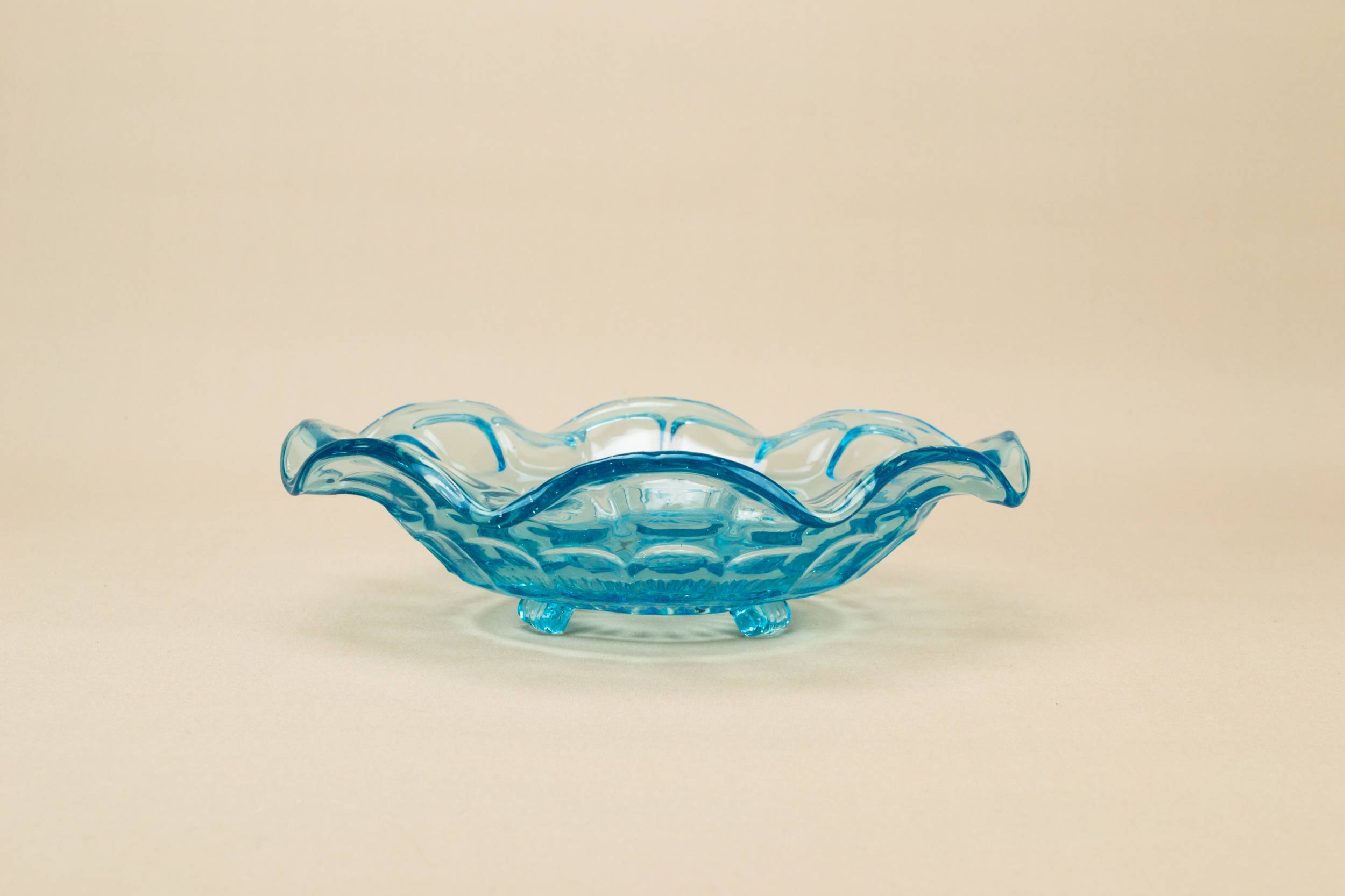 Antique Arts Crafts — Blue glass serving bowl 1