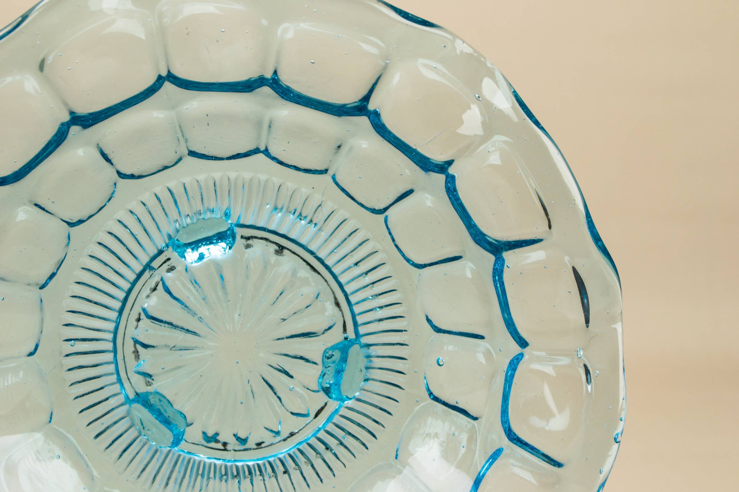 Antique Arts Crafts — Blue glass serving bowl 2