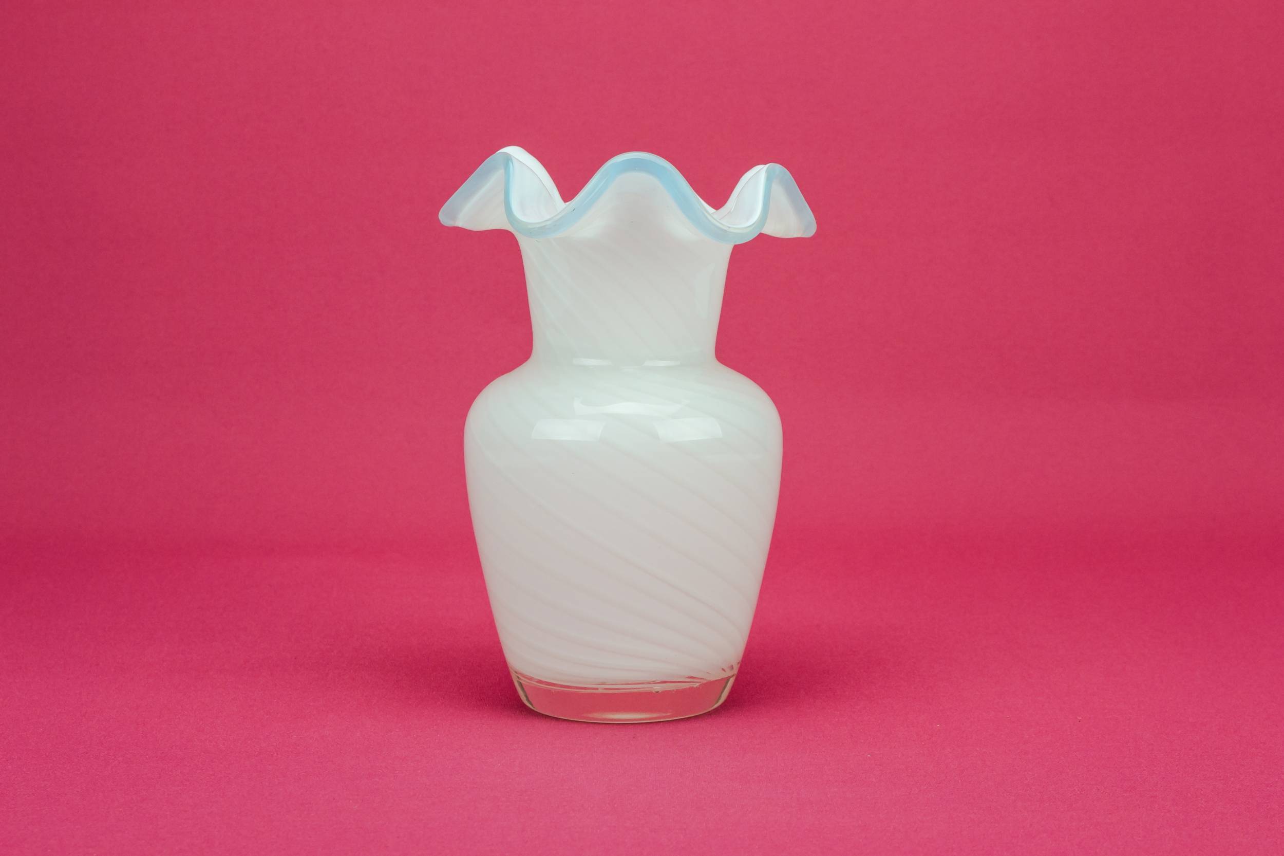 Antique Glass Stripes — Milky blue glass vase