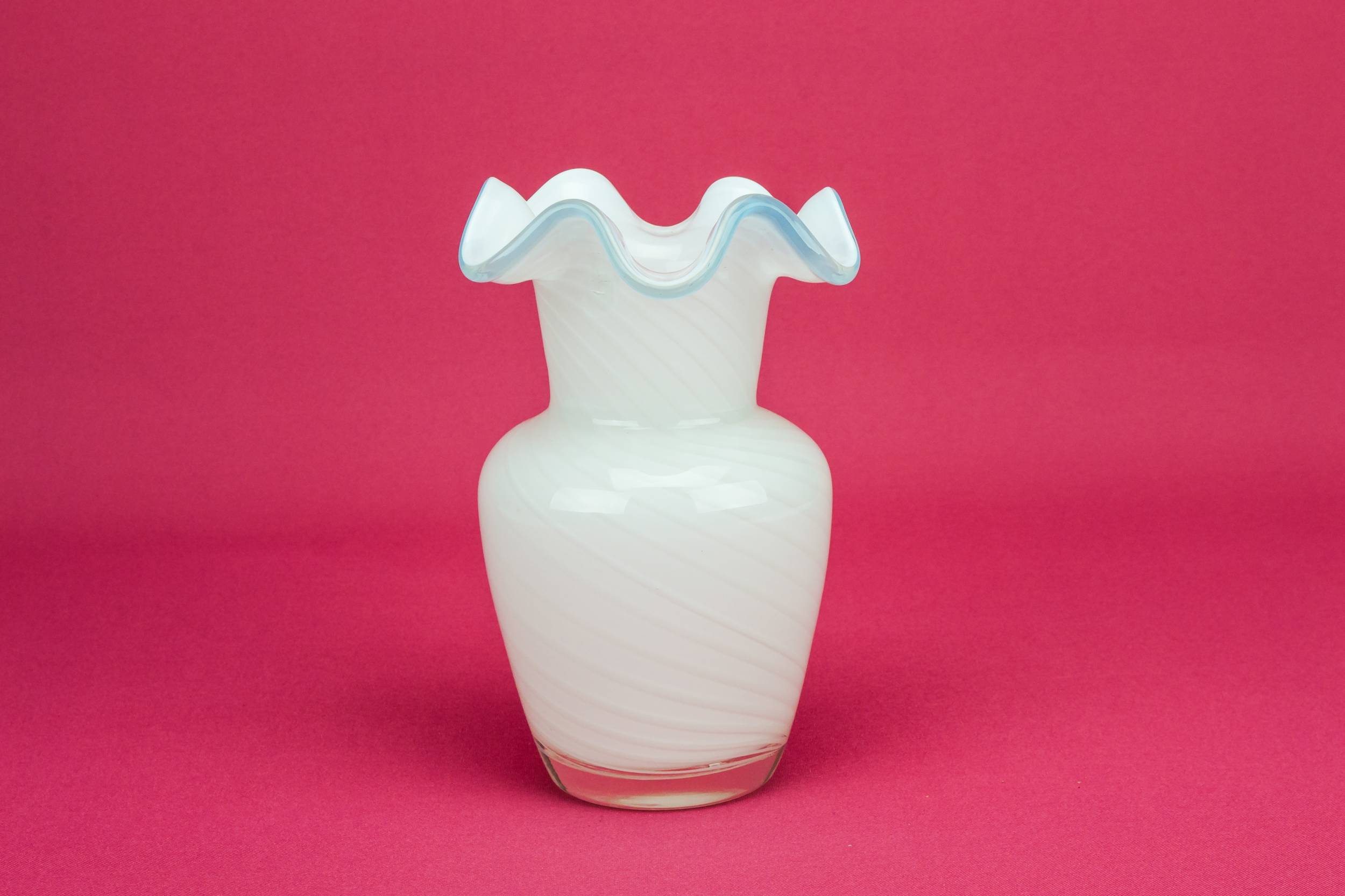 Antique Glass Stripes — Milky blue glass vase 1