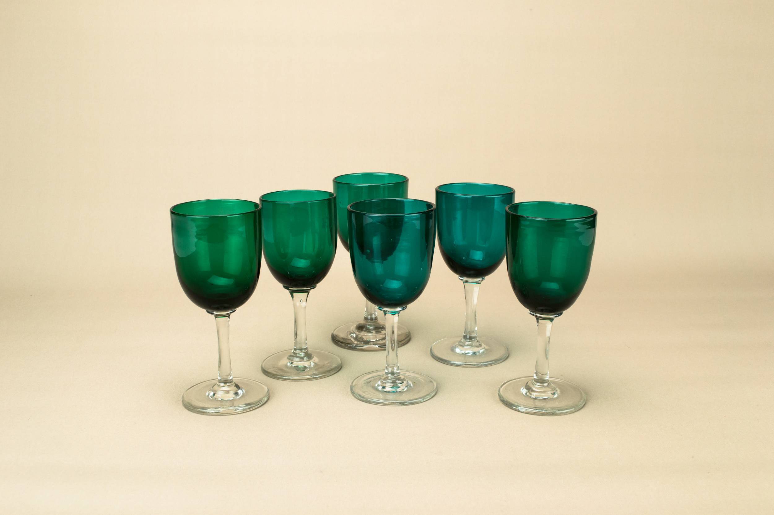Green Victorian Minimalist — 6 green dessert glasses
