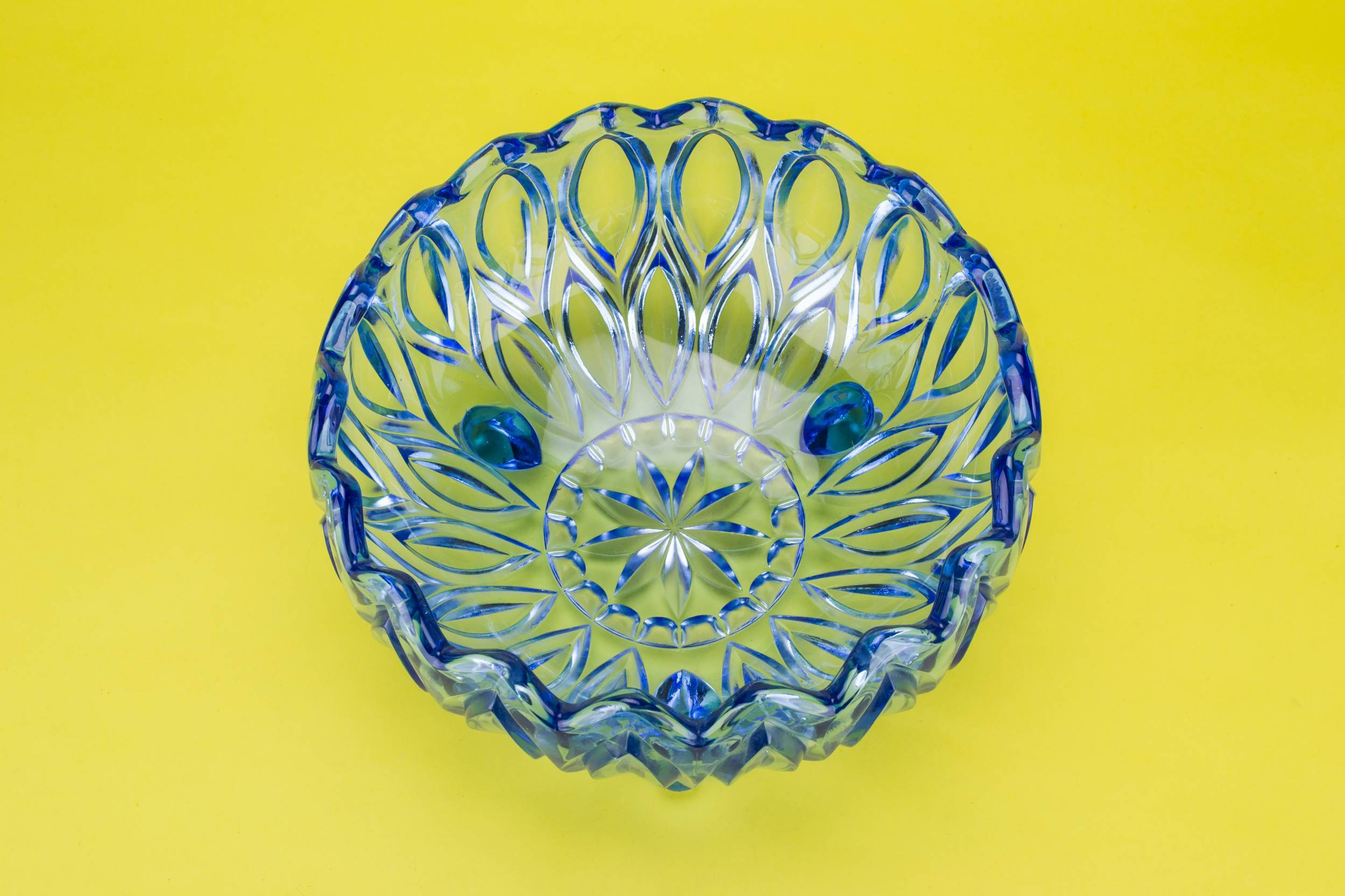 Tactile Vintage Petals — Blue pressed glass bowl 1