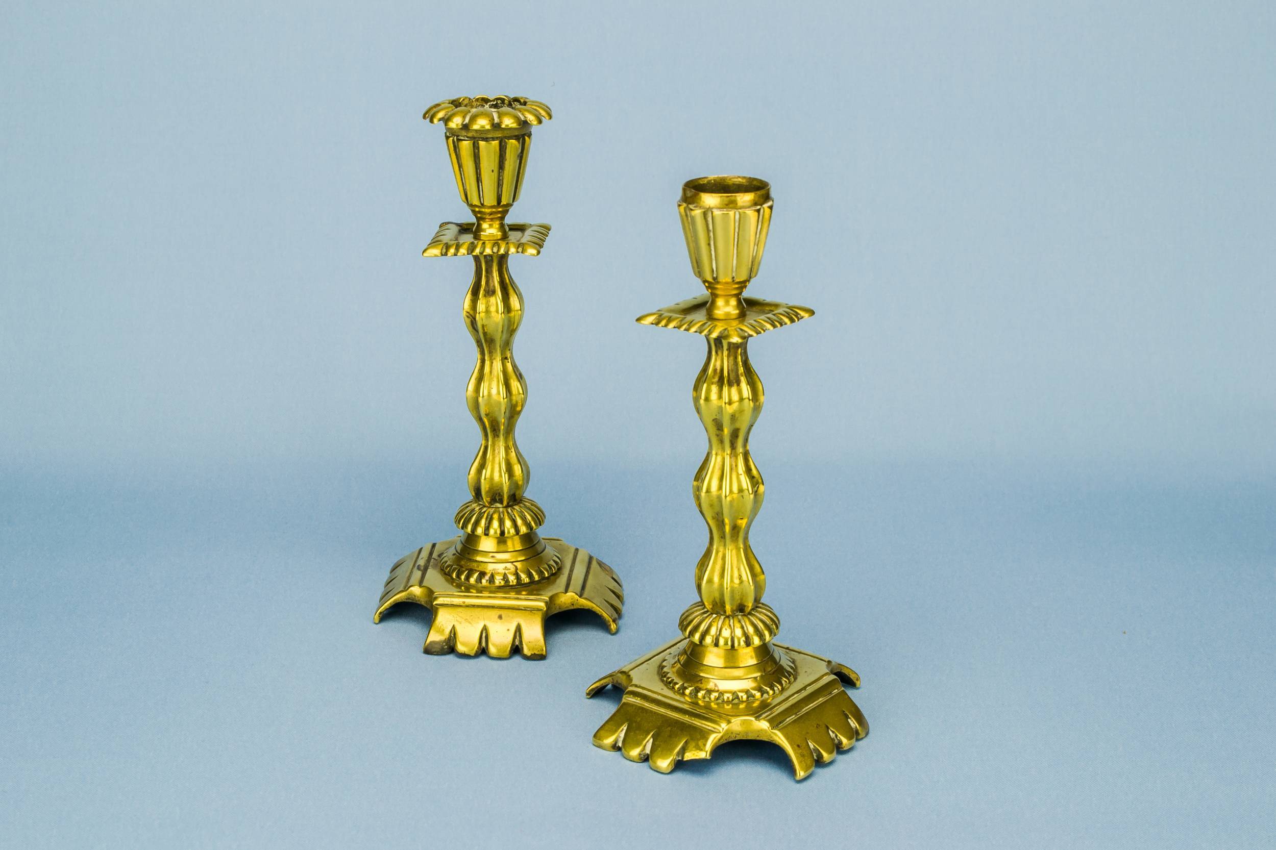 Decorative Brass Fluted — 2 fluted candlesticks
